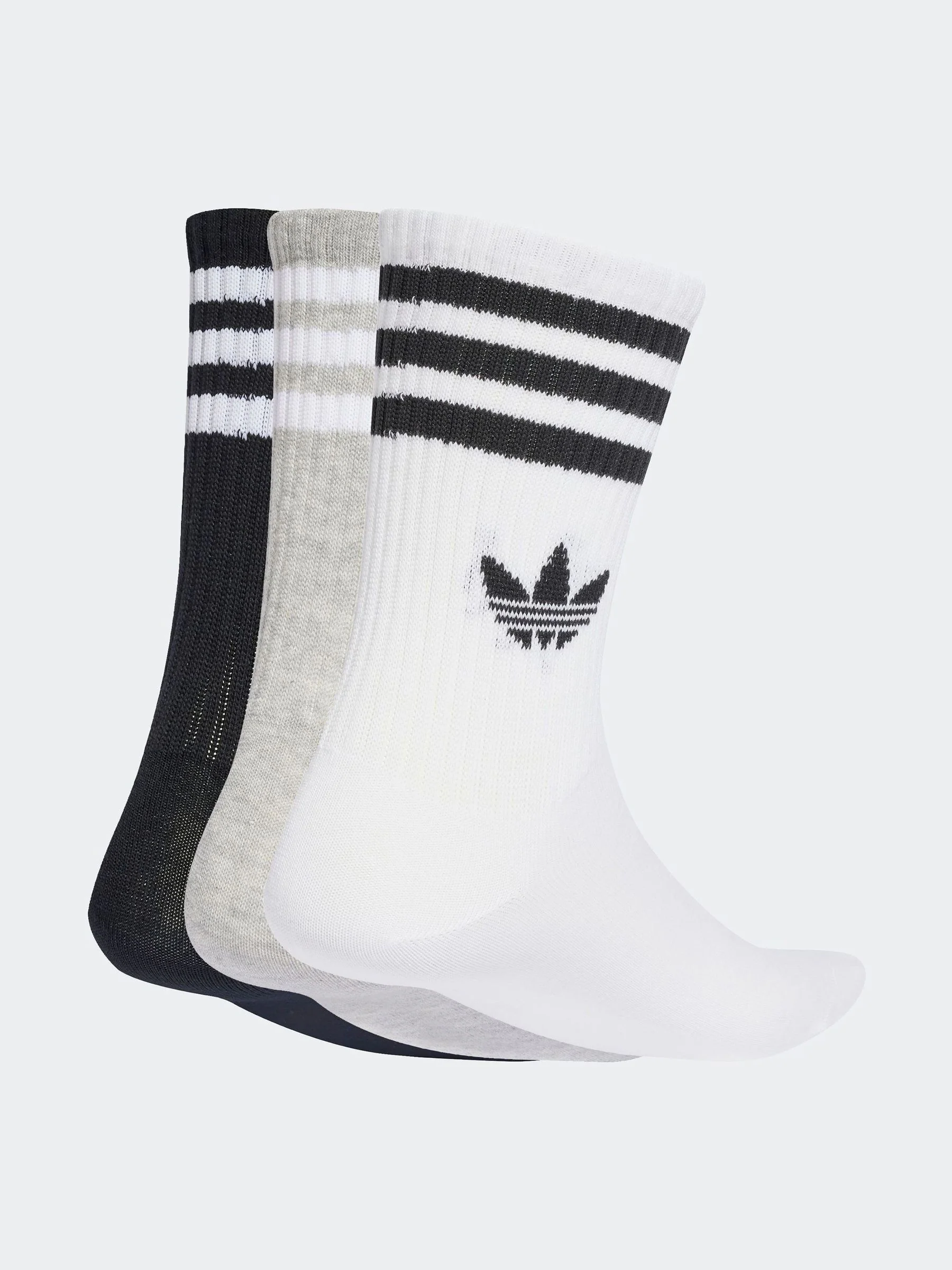 adidas Originals White Chrome Crew 3-Stripes Crew Socks 3 Pairs