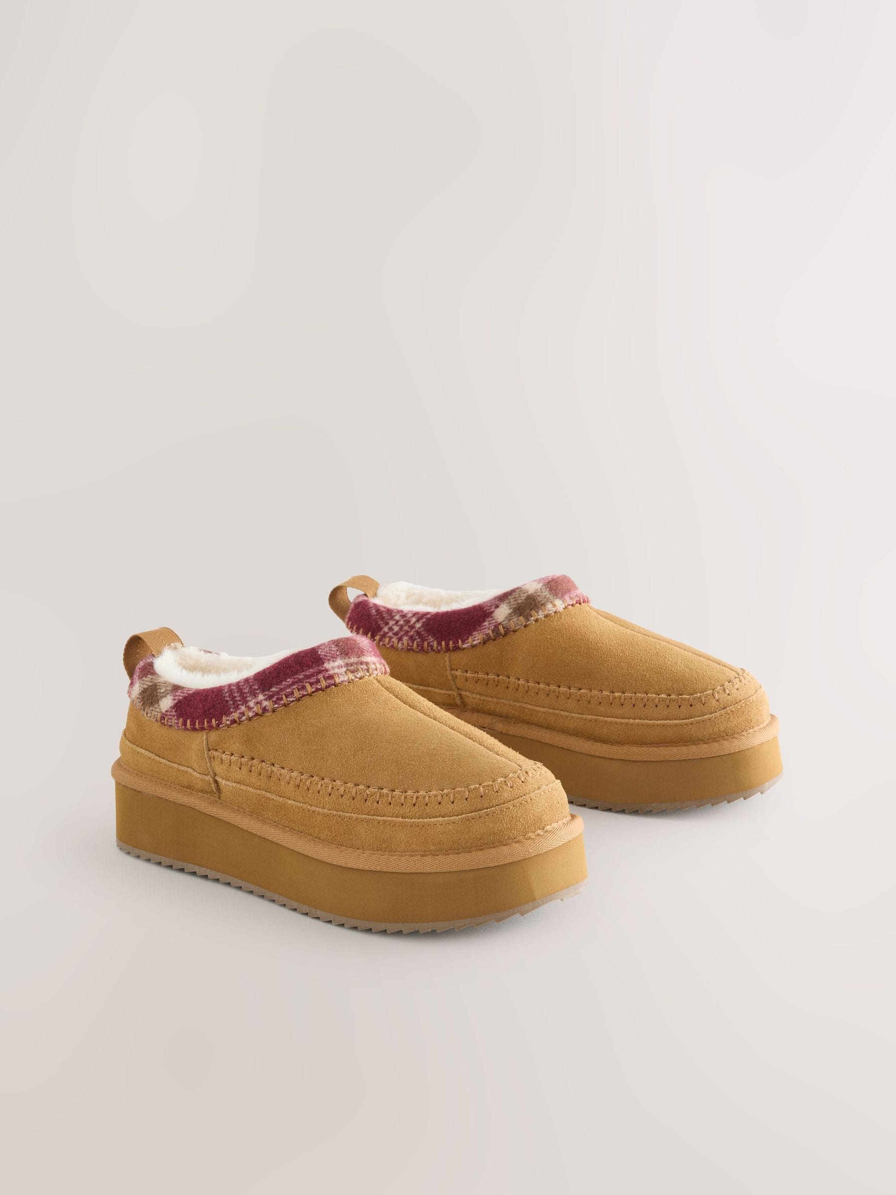 Chestnut Brown Forever Comfort® Leather Fur Lined Cosy Platform Shoes