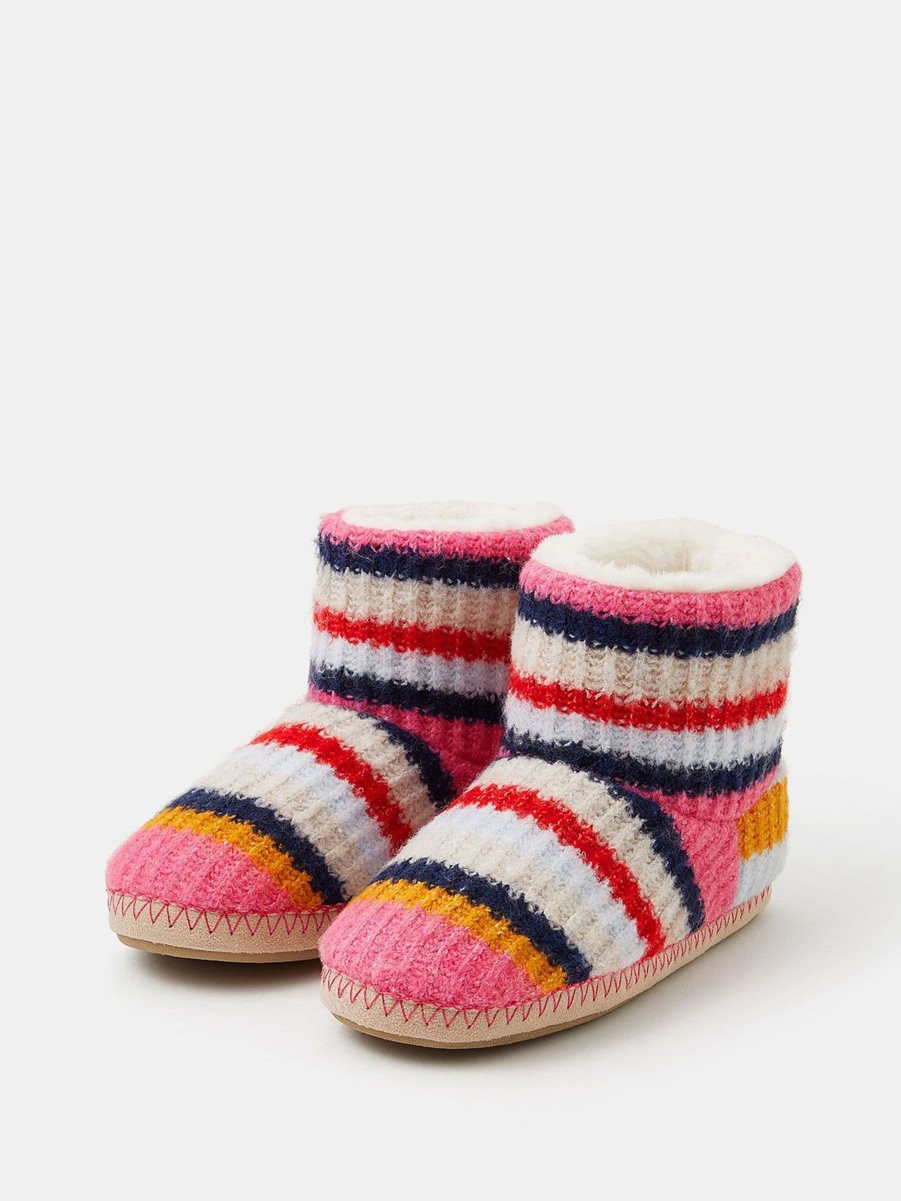 Accessorize Pink Knitted Stripe Slipper Boots