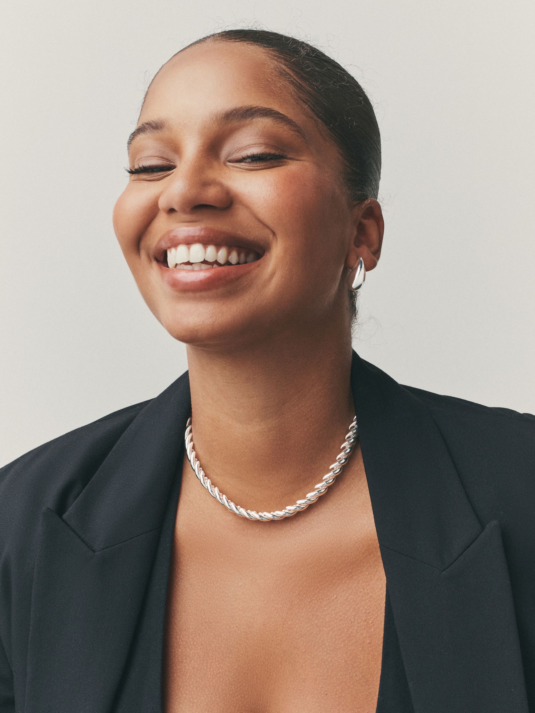 Silver Tone Smooth Chain Necklace