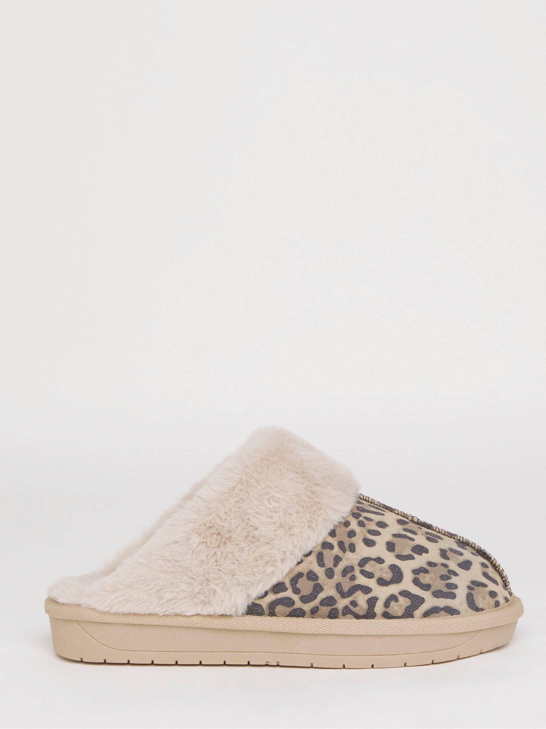 Simply Be Light Brown Standard Fit Faux Fur Lined Suede Mule Slippers
