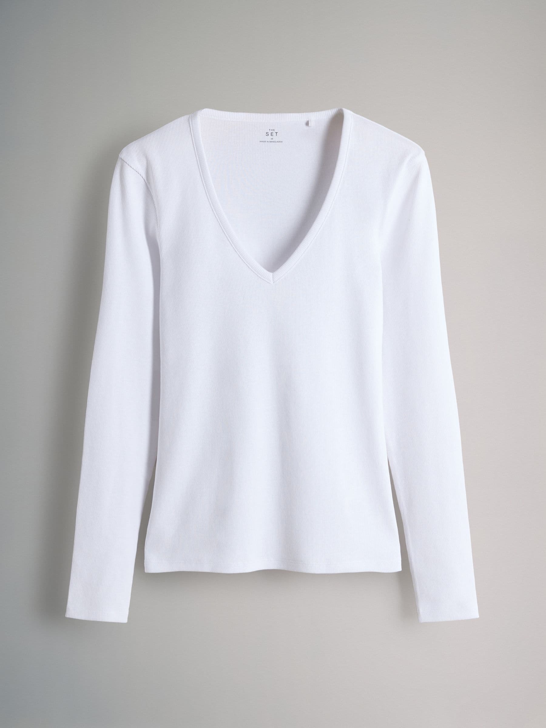 The Set 4 Pack Ribbed Long Sleeve V-Neck T-Shirts Navy/Blue/Light Blue/White