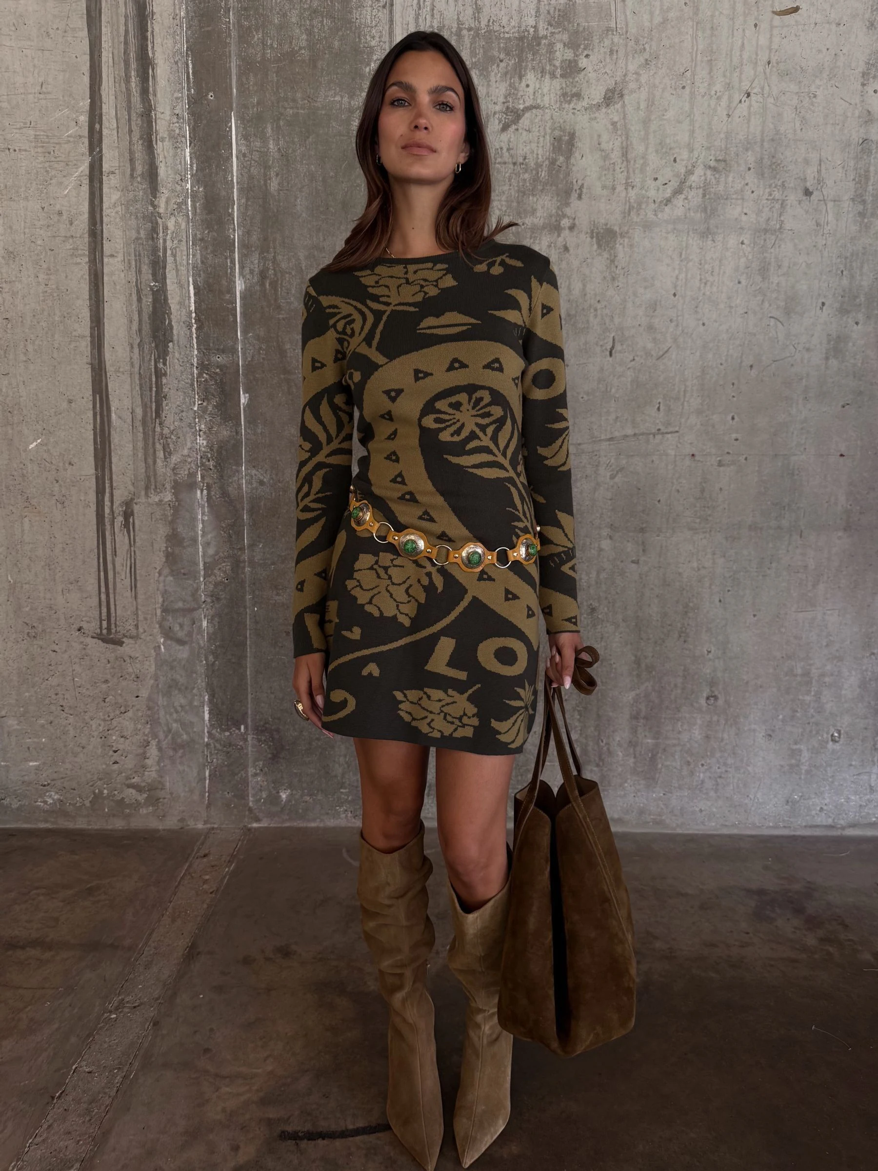 Never Fully Dressed Green Amara Knit Mini Dress