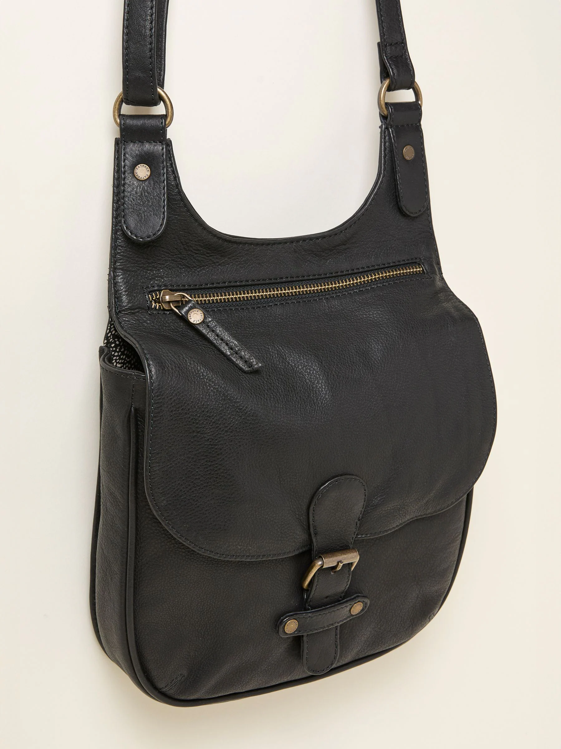 FatFace Anna Black Oiled Crossbody Bag