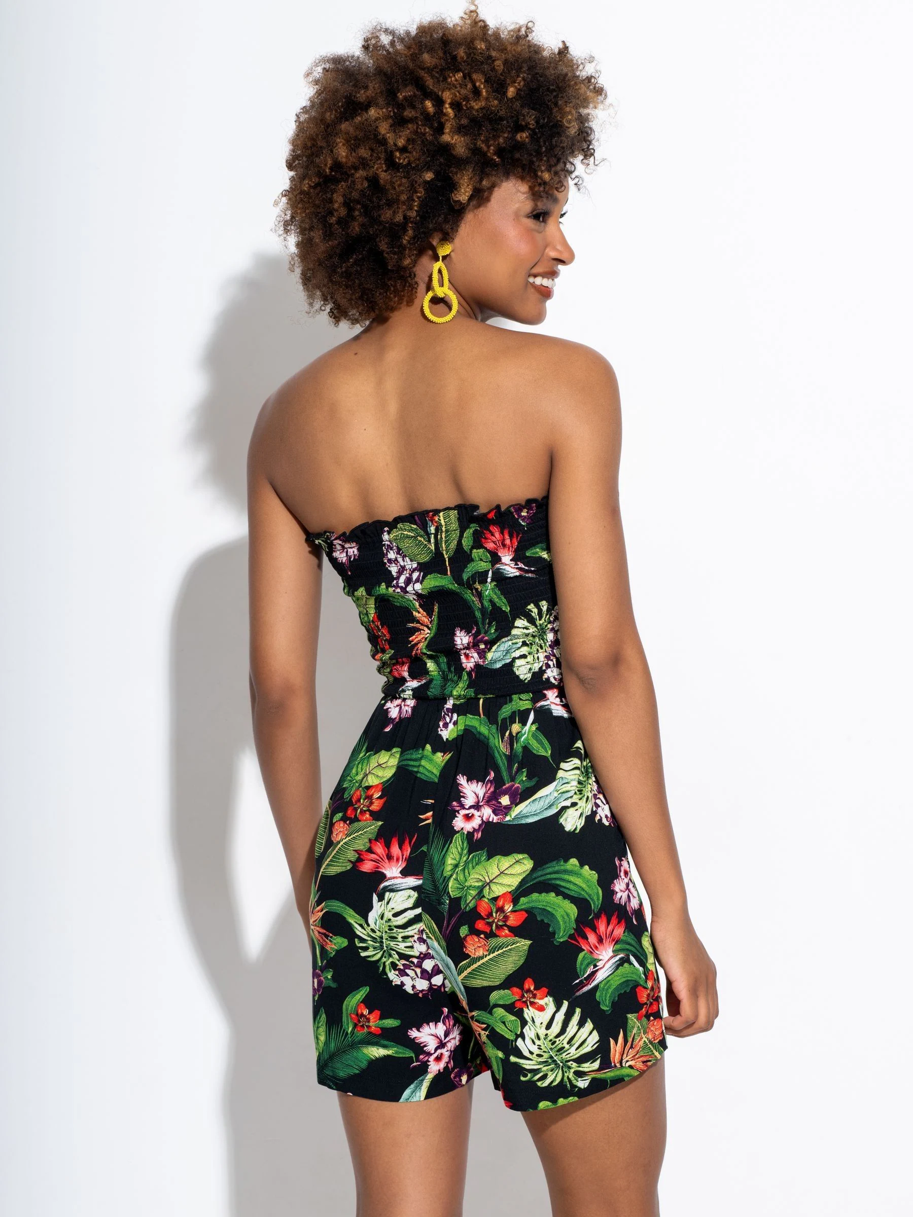 Pour Moi Black Strapless Shirred Bodice Woven Beach Playsuit