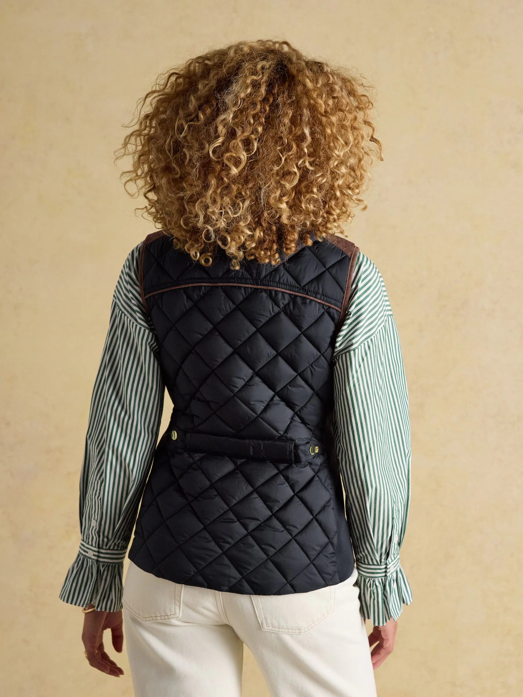 Joules Braemar Luxe Navy Blue Showerproof Diamond Quilted Gilet