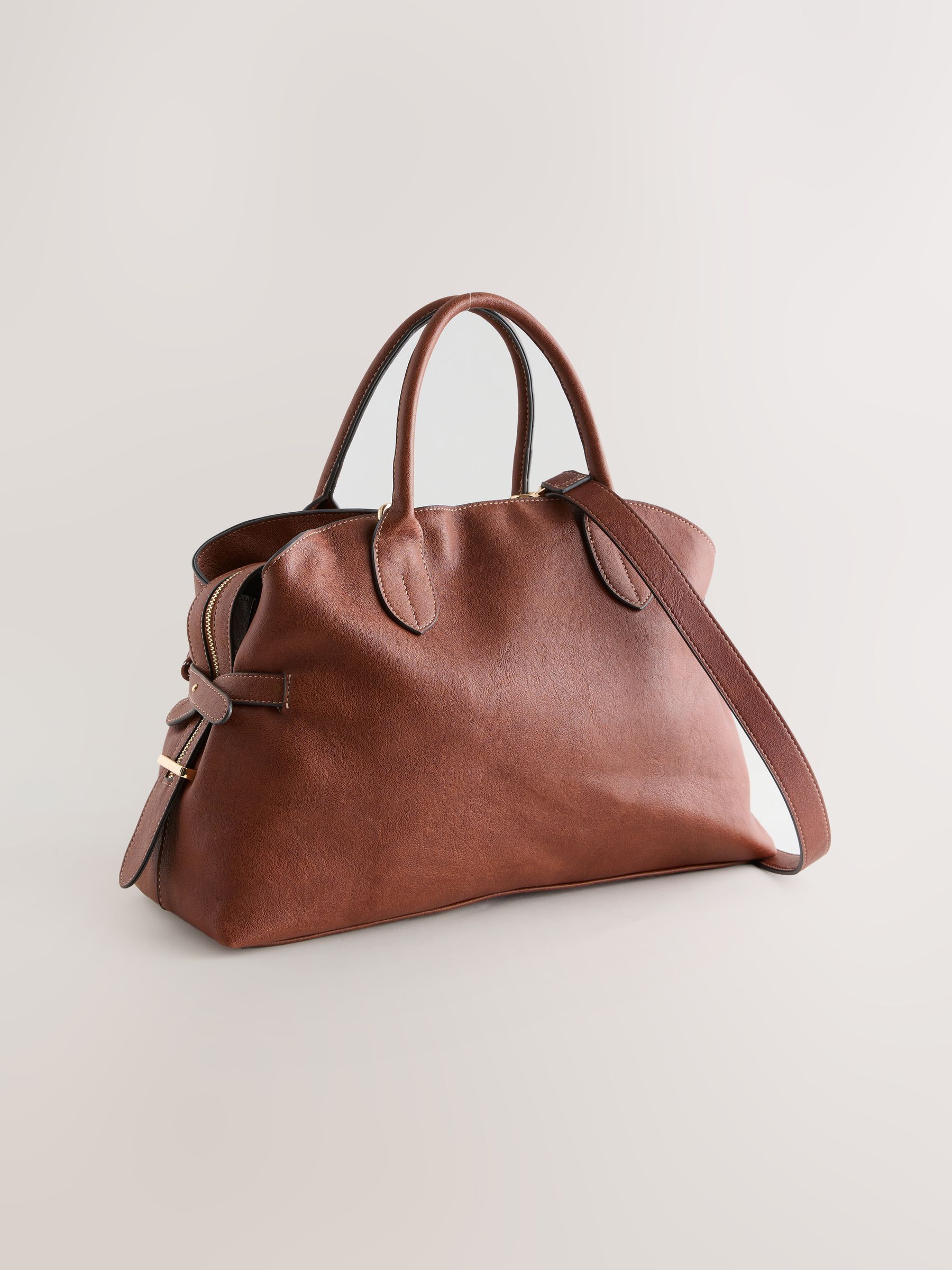 Tan Brown Large Tote Bag with Charms