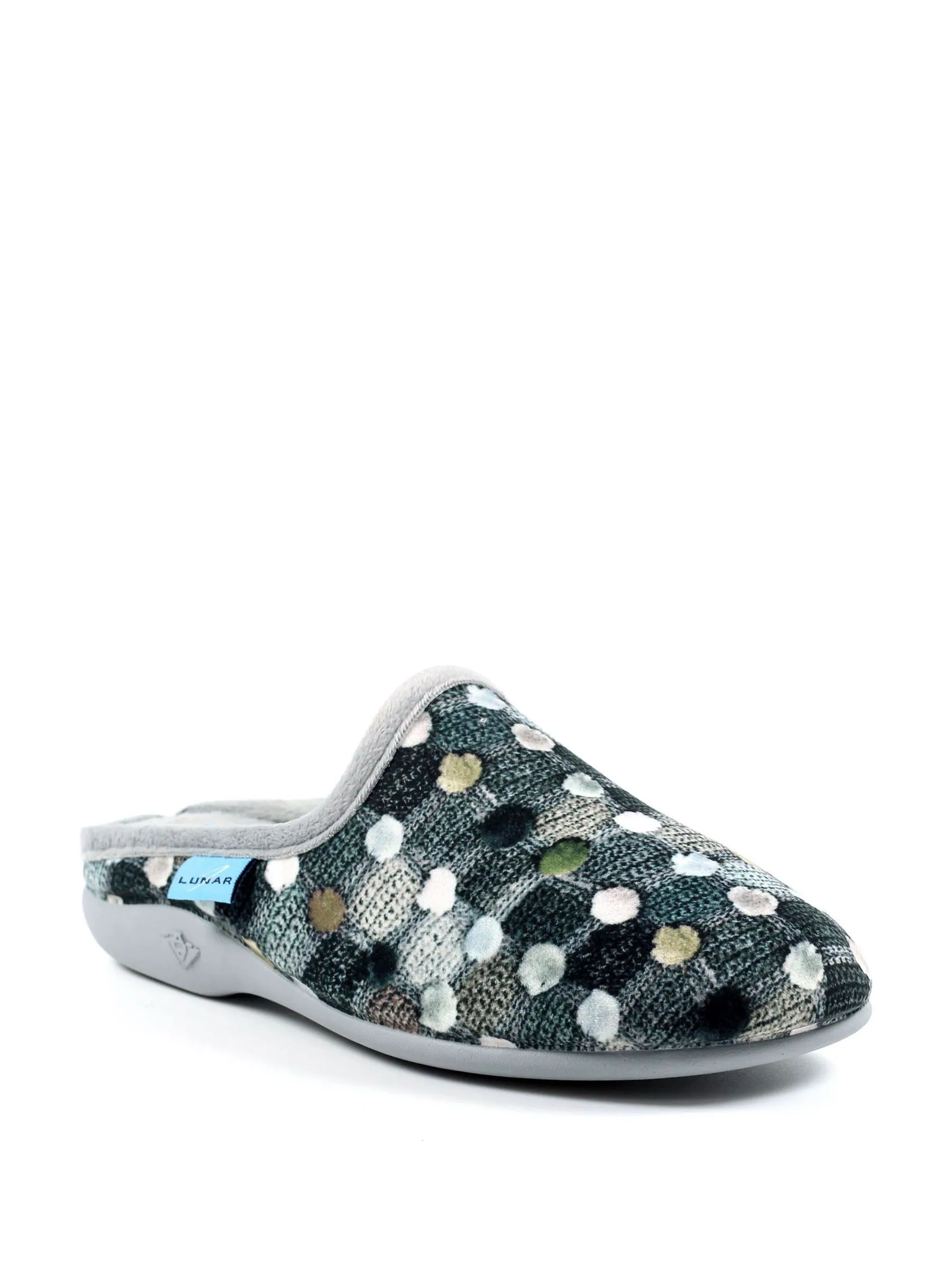 Lunar Grey Crackle Spotty Mule Slippers