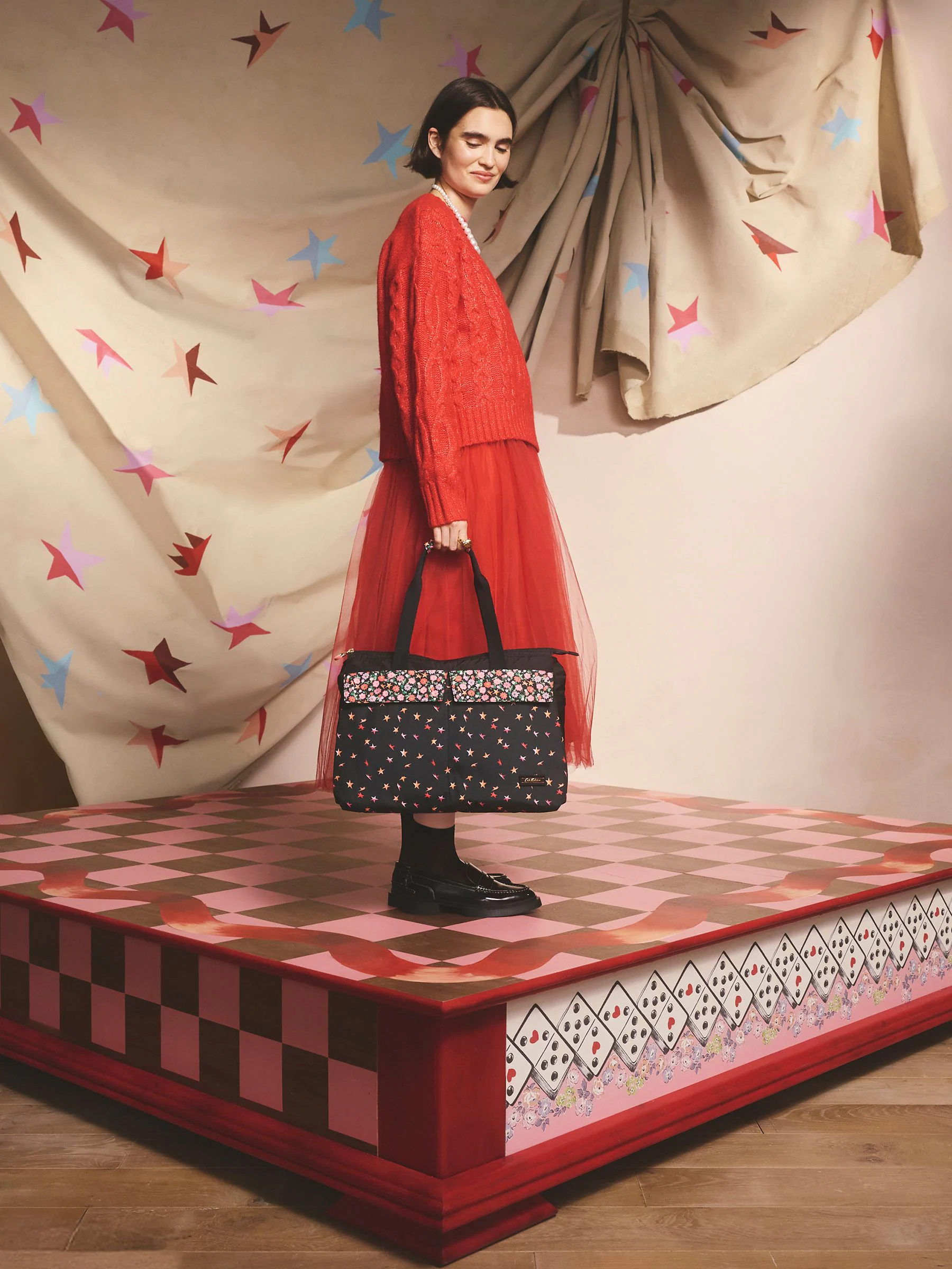 Cath Kidston Black Folding Star Ditsy Padded Tech Case Bag