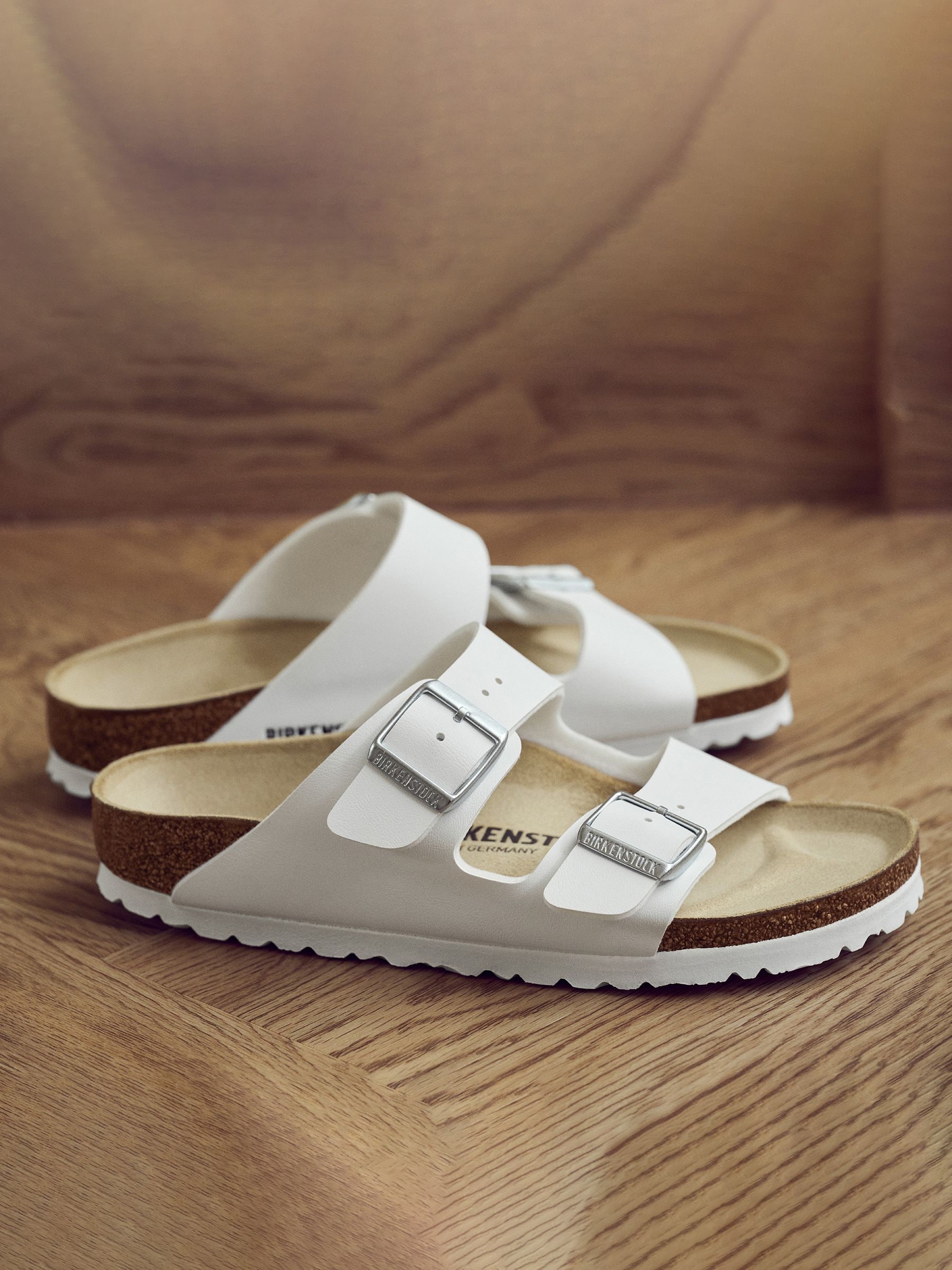 Birkenstock White Arizona Birko Flor Sandals