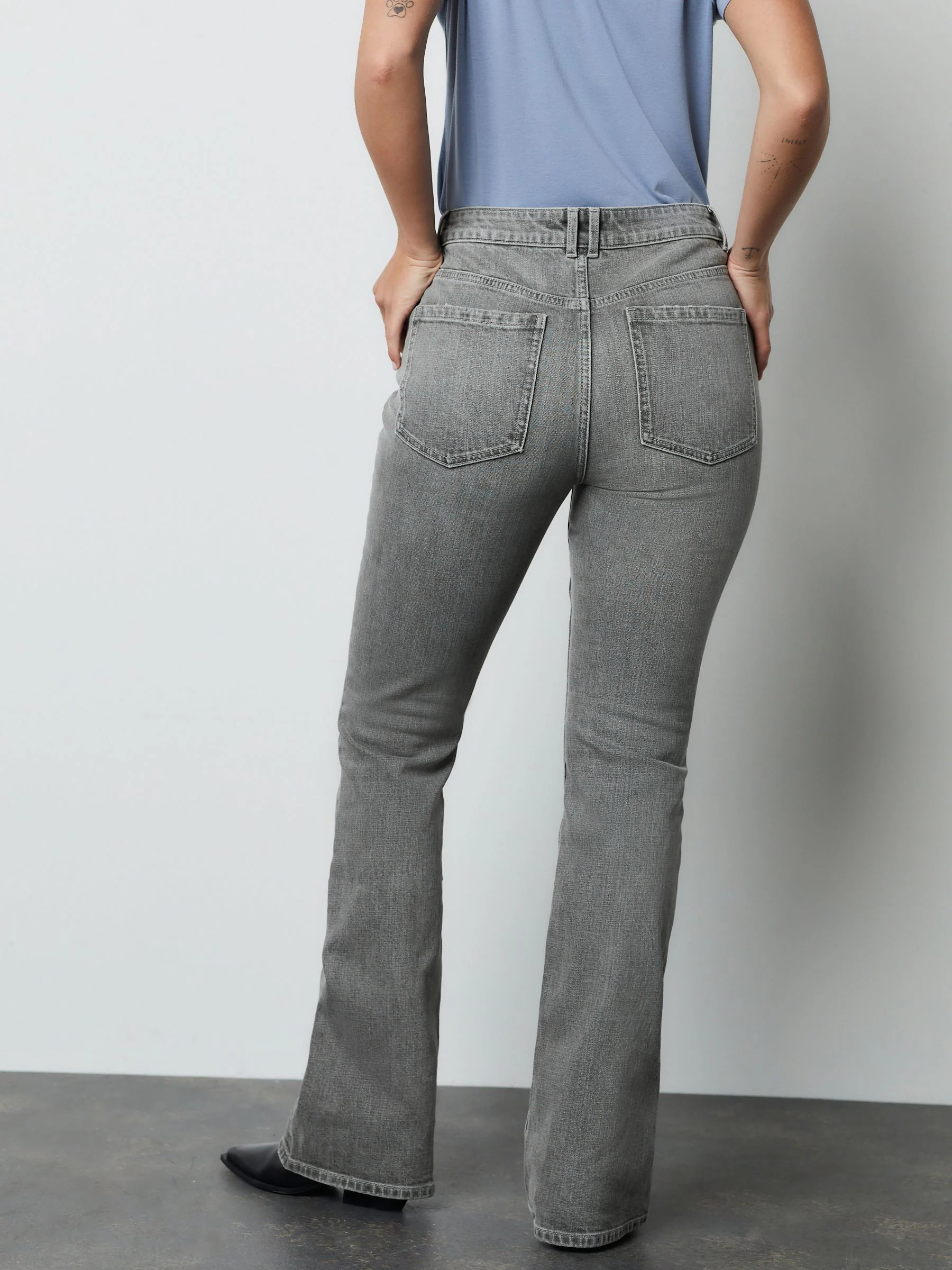 Grey Mid Rise Authentic Bootcut Jeans