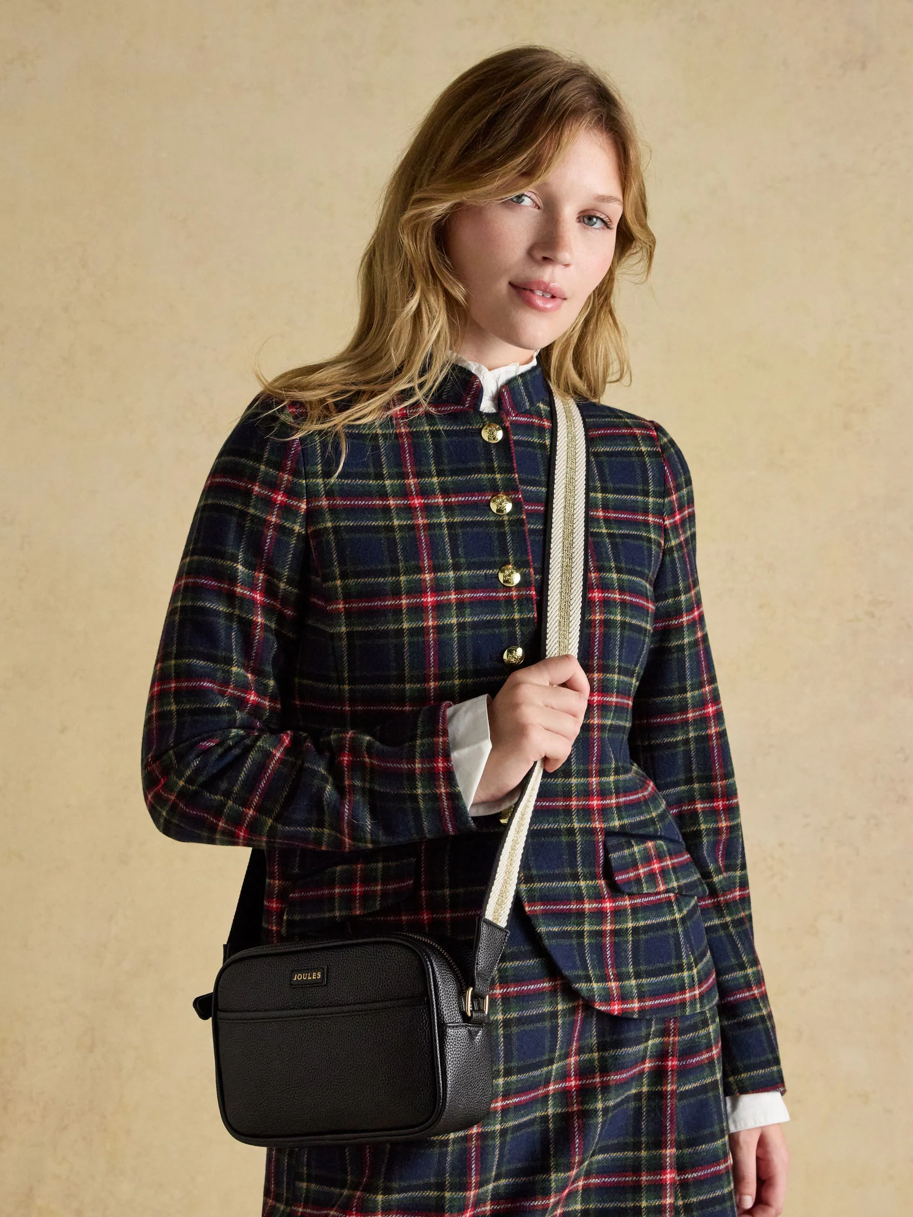 Joules Trent Black Adjustable Cross Body Bag with Front Pocket