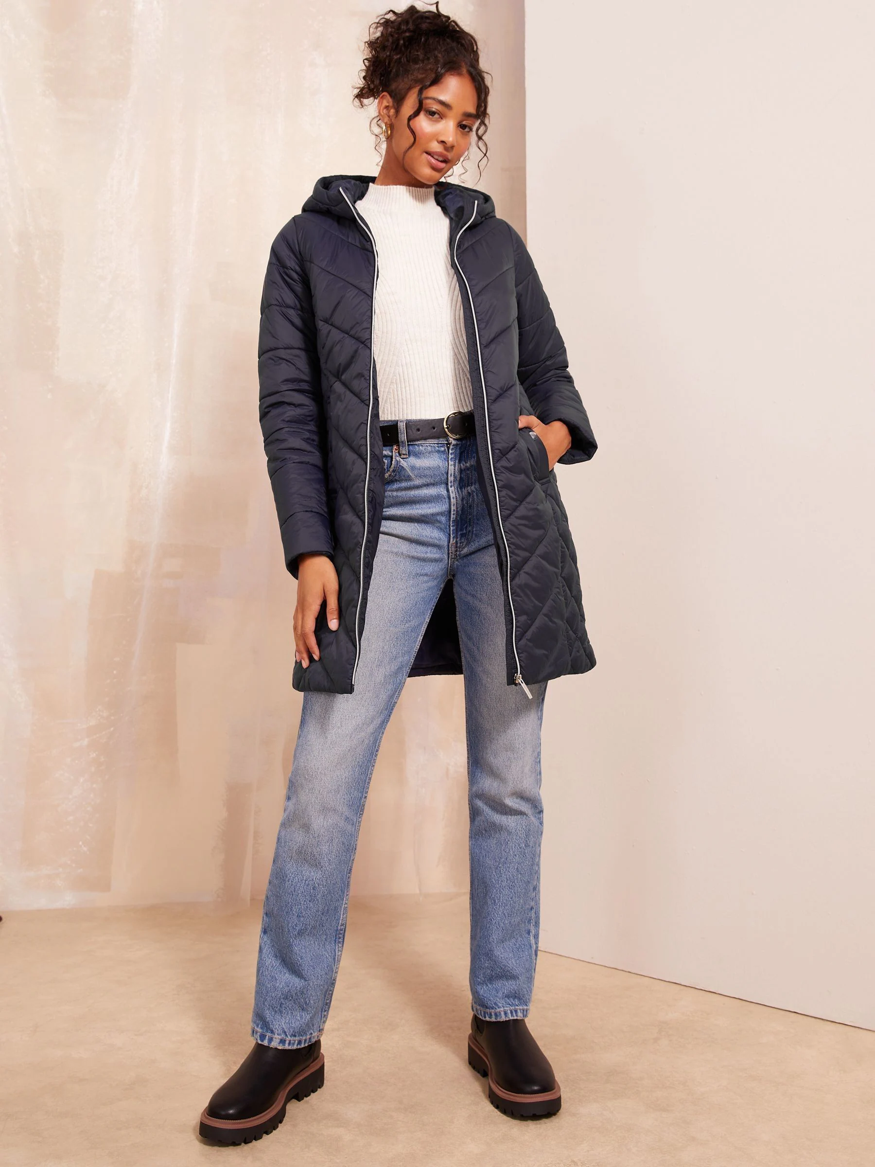 Friends Like These Blue Mid Length Quilted Jacket