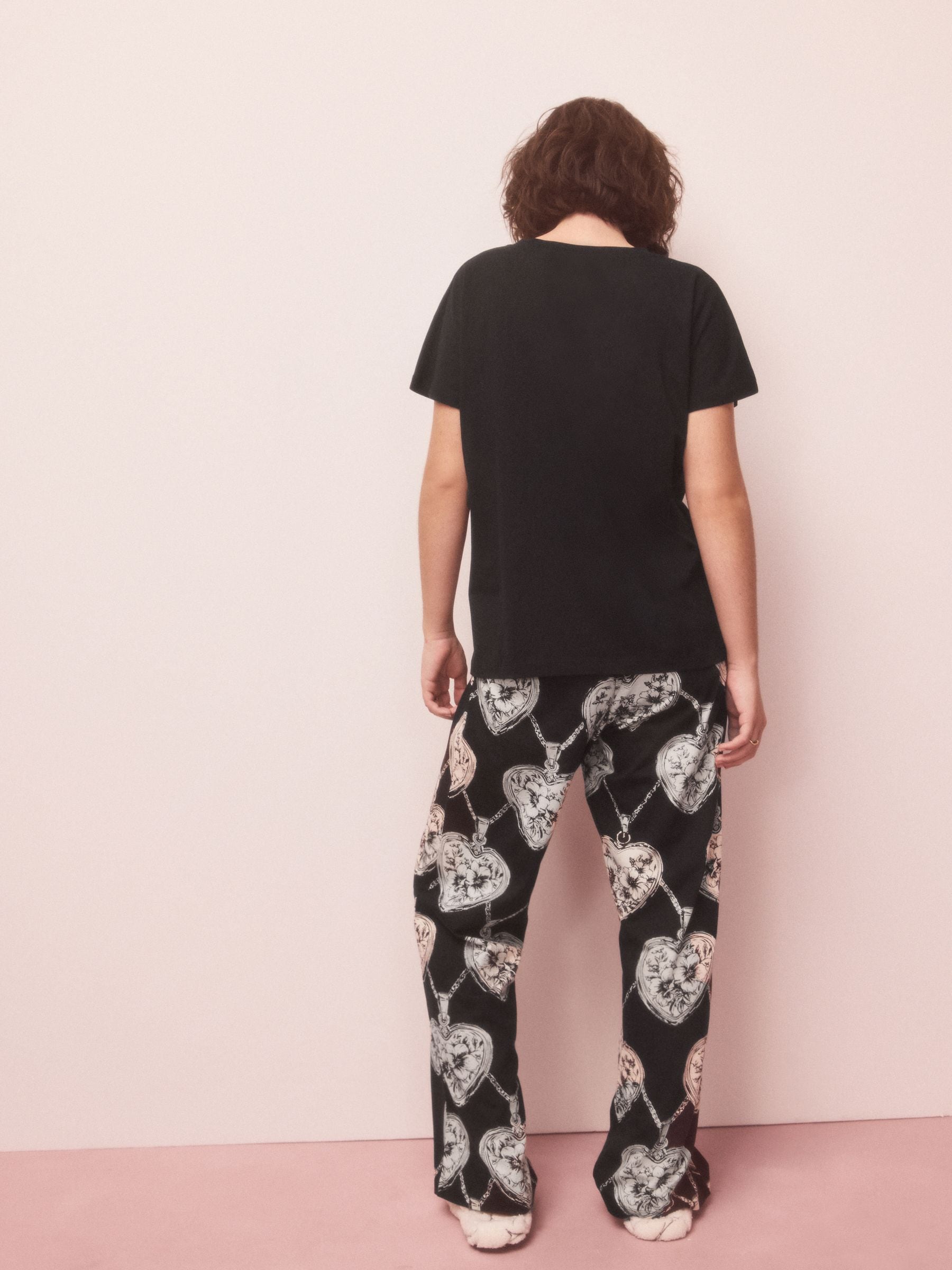Monochrome Heart Short Sleeve Pyjamas