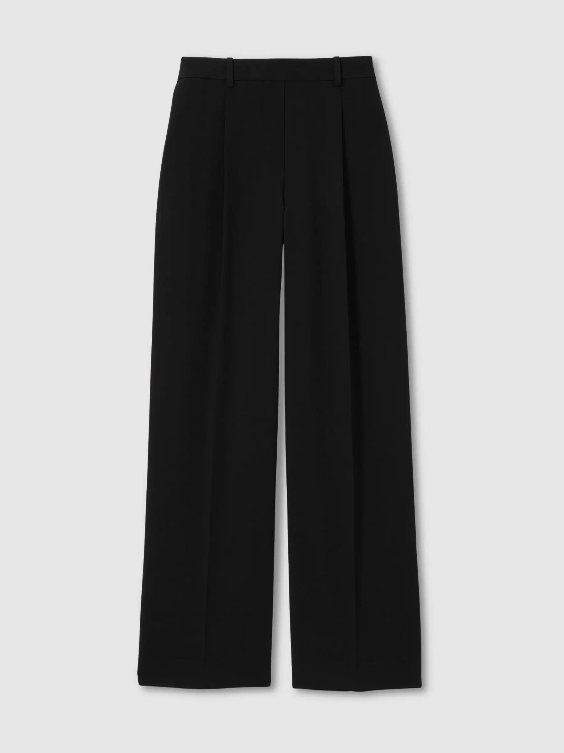 Reiss Black Eden Elasticated-Waist Wide-Leg Twill Trousers