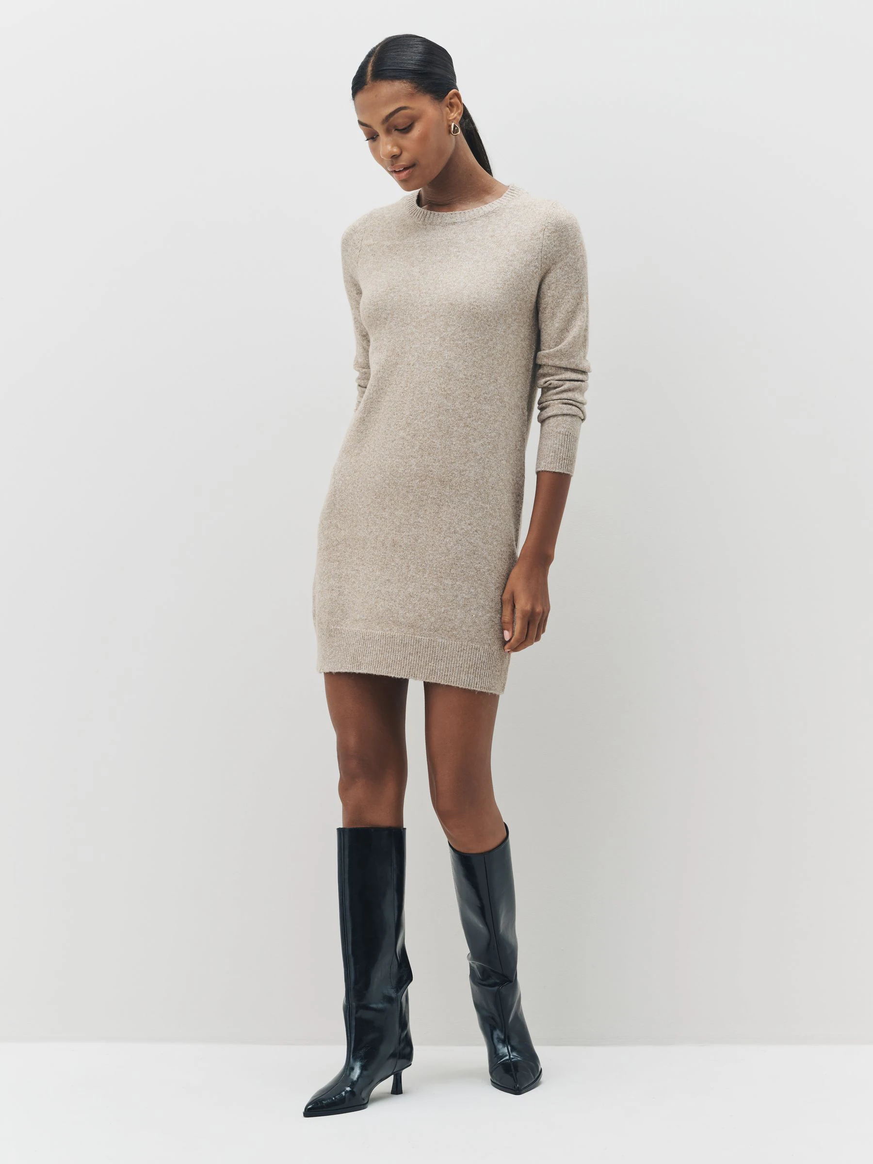 VERO MODA Natural Soft Touch Round Neck Knitted Jumper Dress