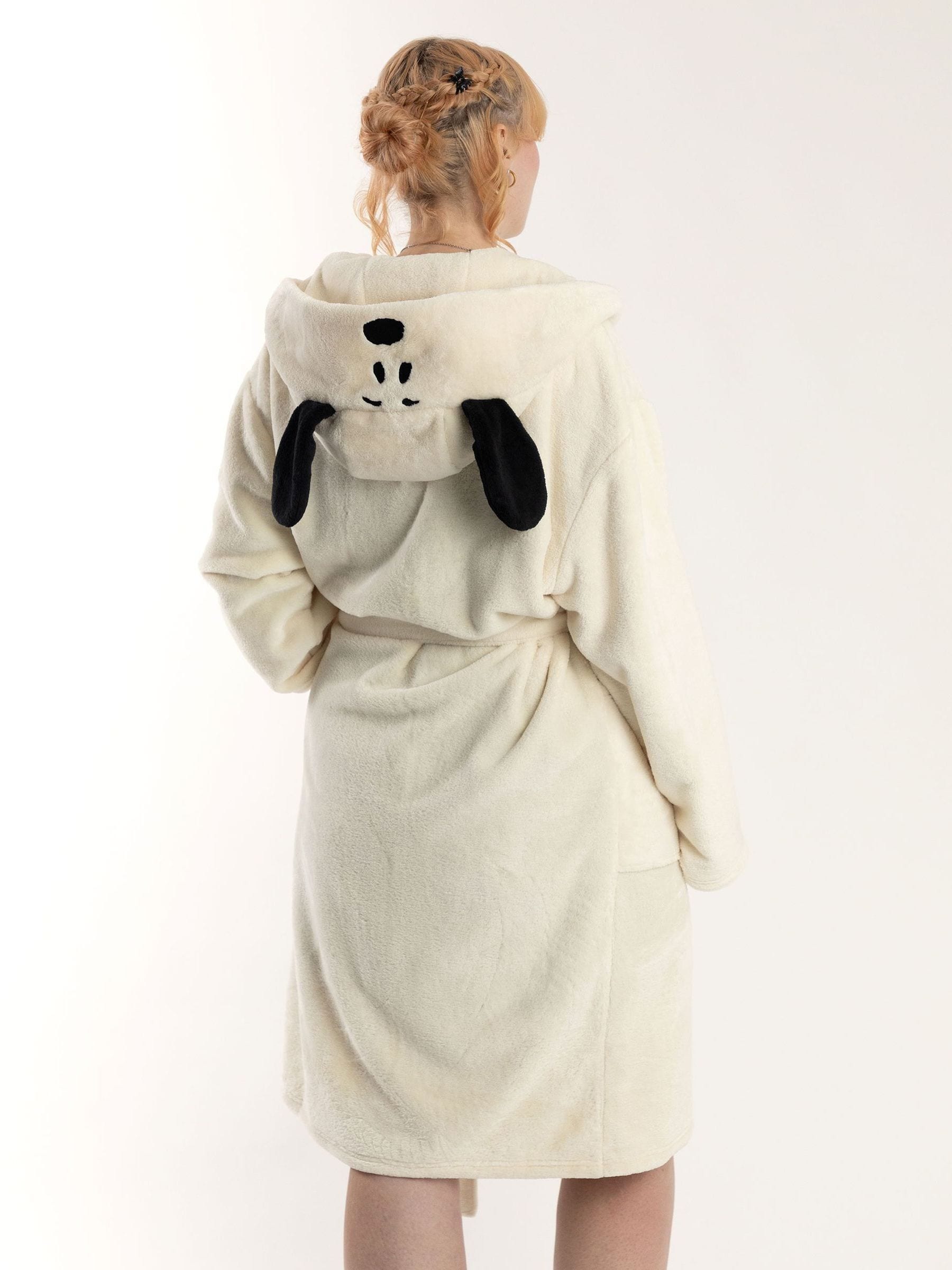 Vanilla Underground White Peanuts Snoopy Hooded Bath Robe