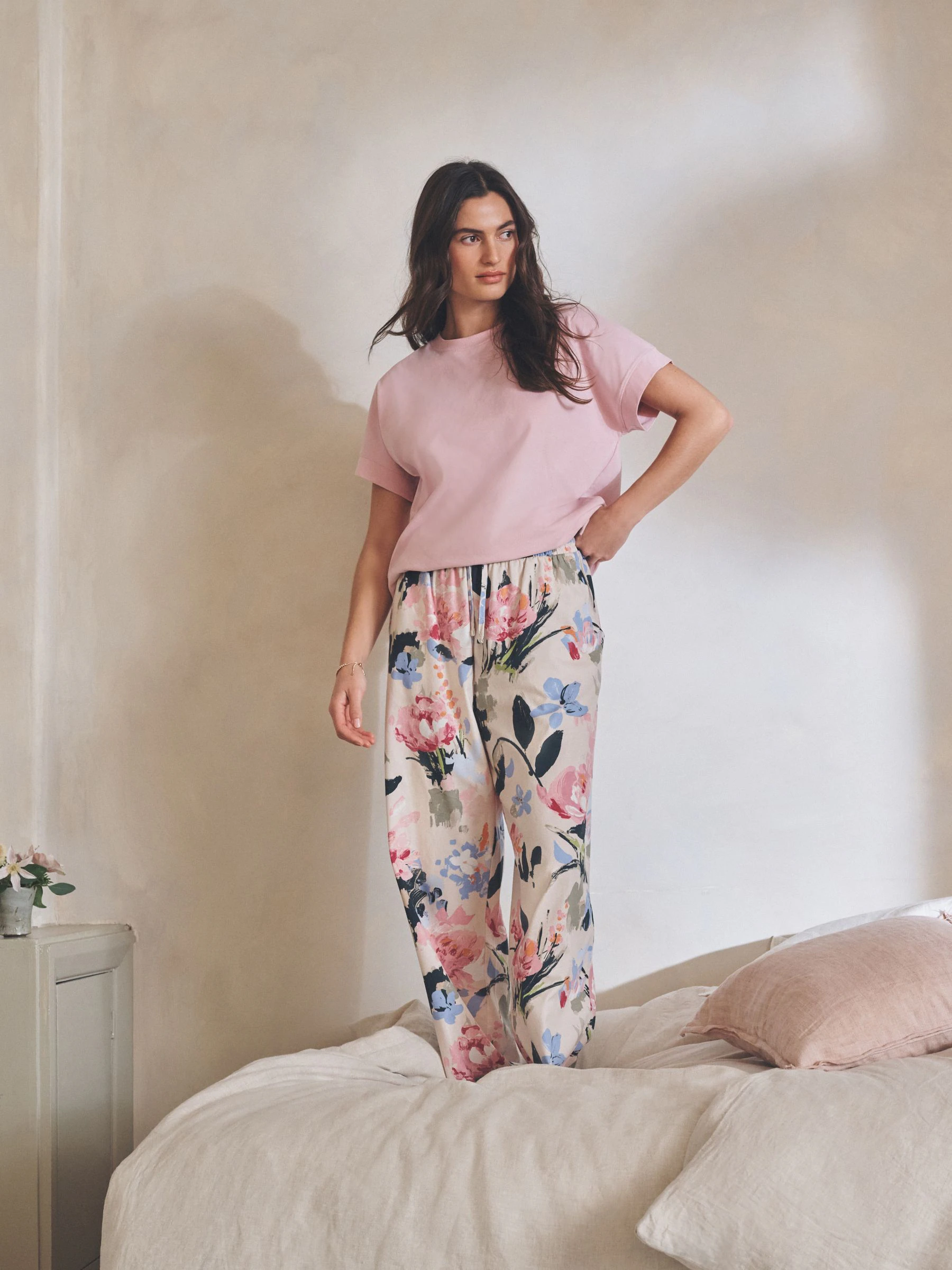 Pink Floral Short Sleeve Pyjamas