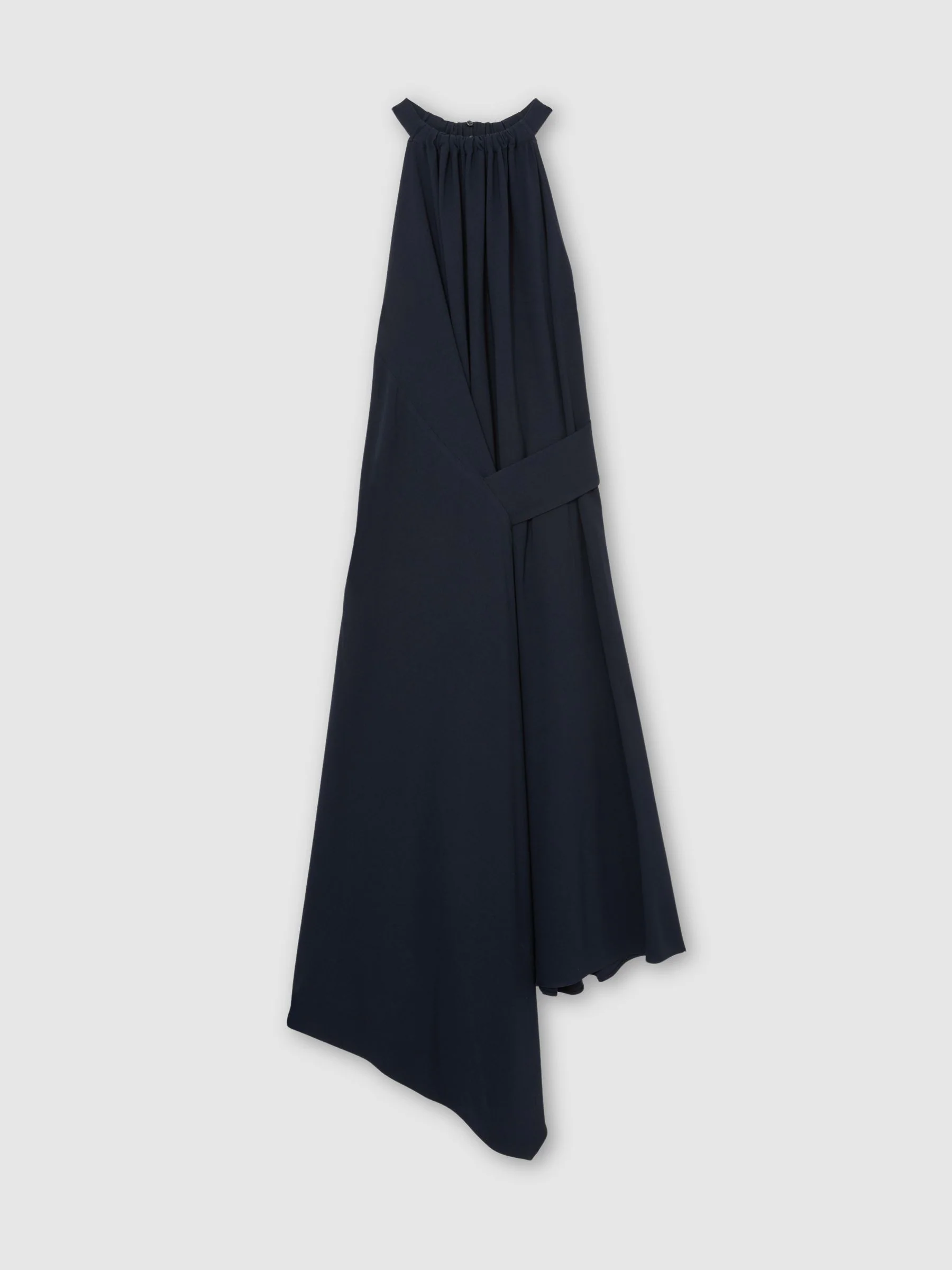 Reiss Navy Maeve Petite Drape-Detail Sleeveless Midi Dress