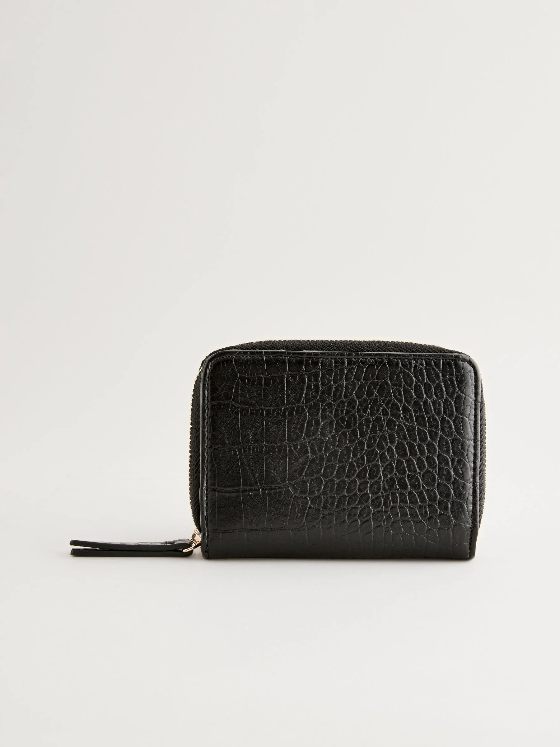 Black Midi Zip Around Purse