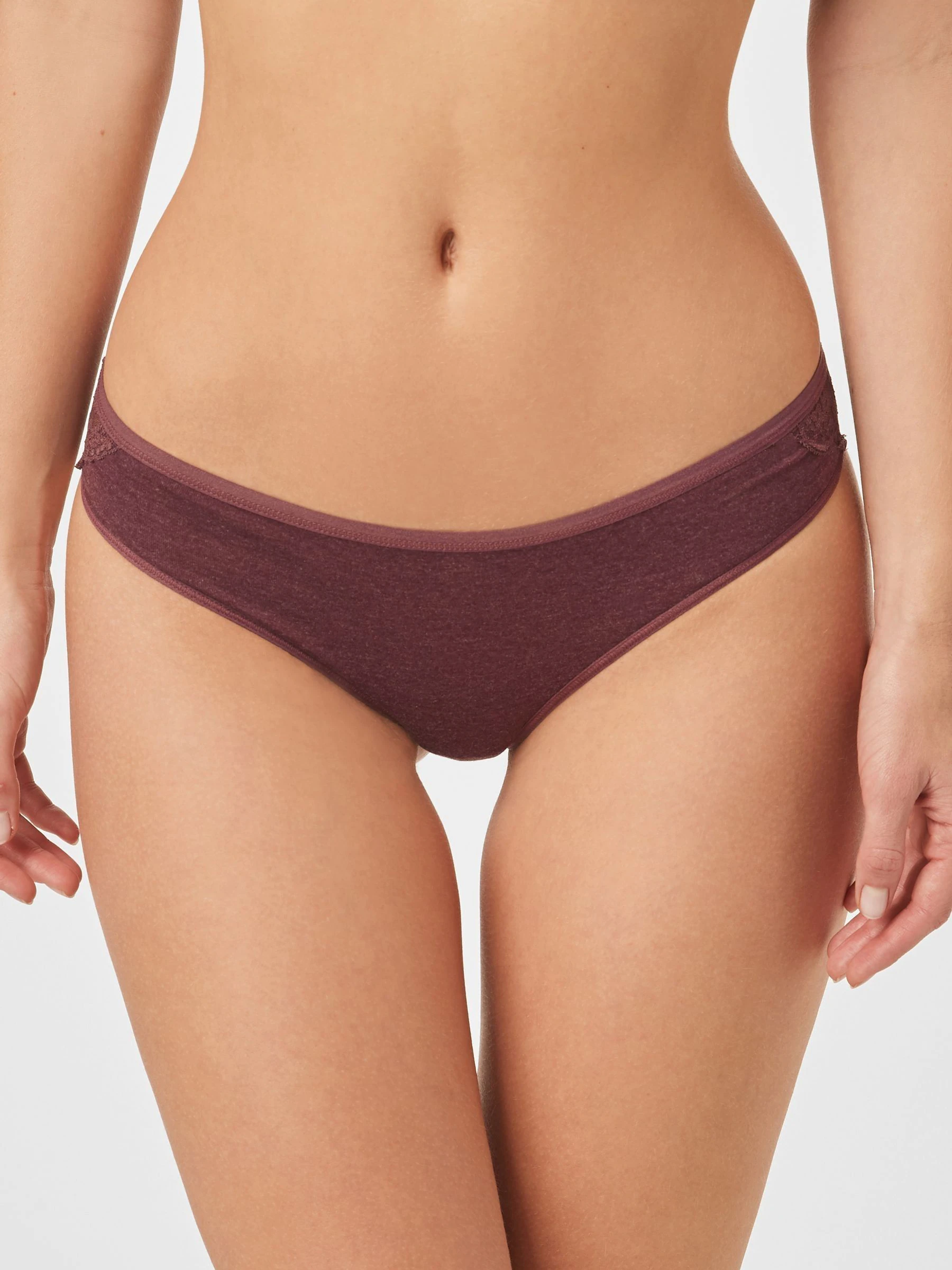 Grey Marl/Pink/Plum Bikini Cotton Lace Knickers 4 Pack