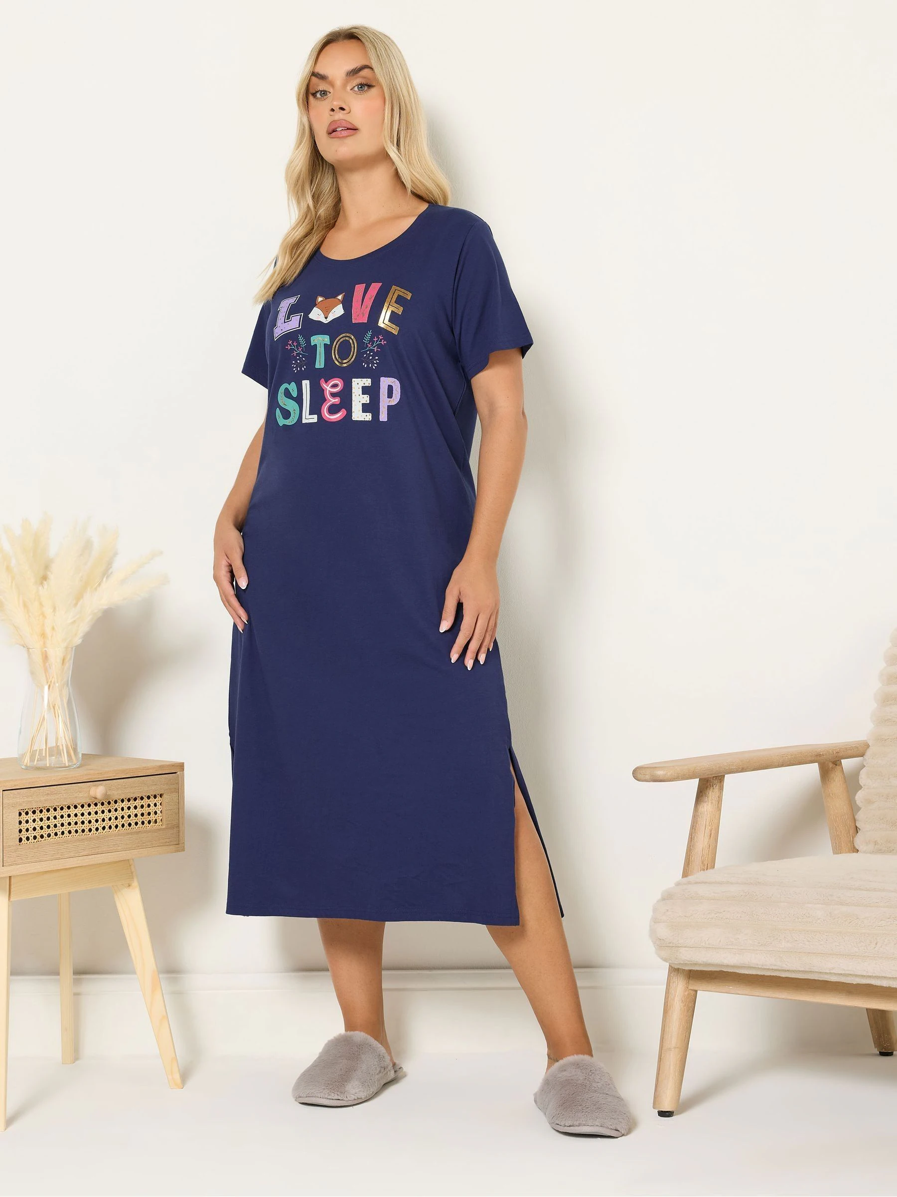 Yours Curve Blue Love Sleep Midaxi Nightdress 2 Pack