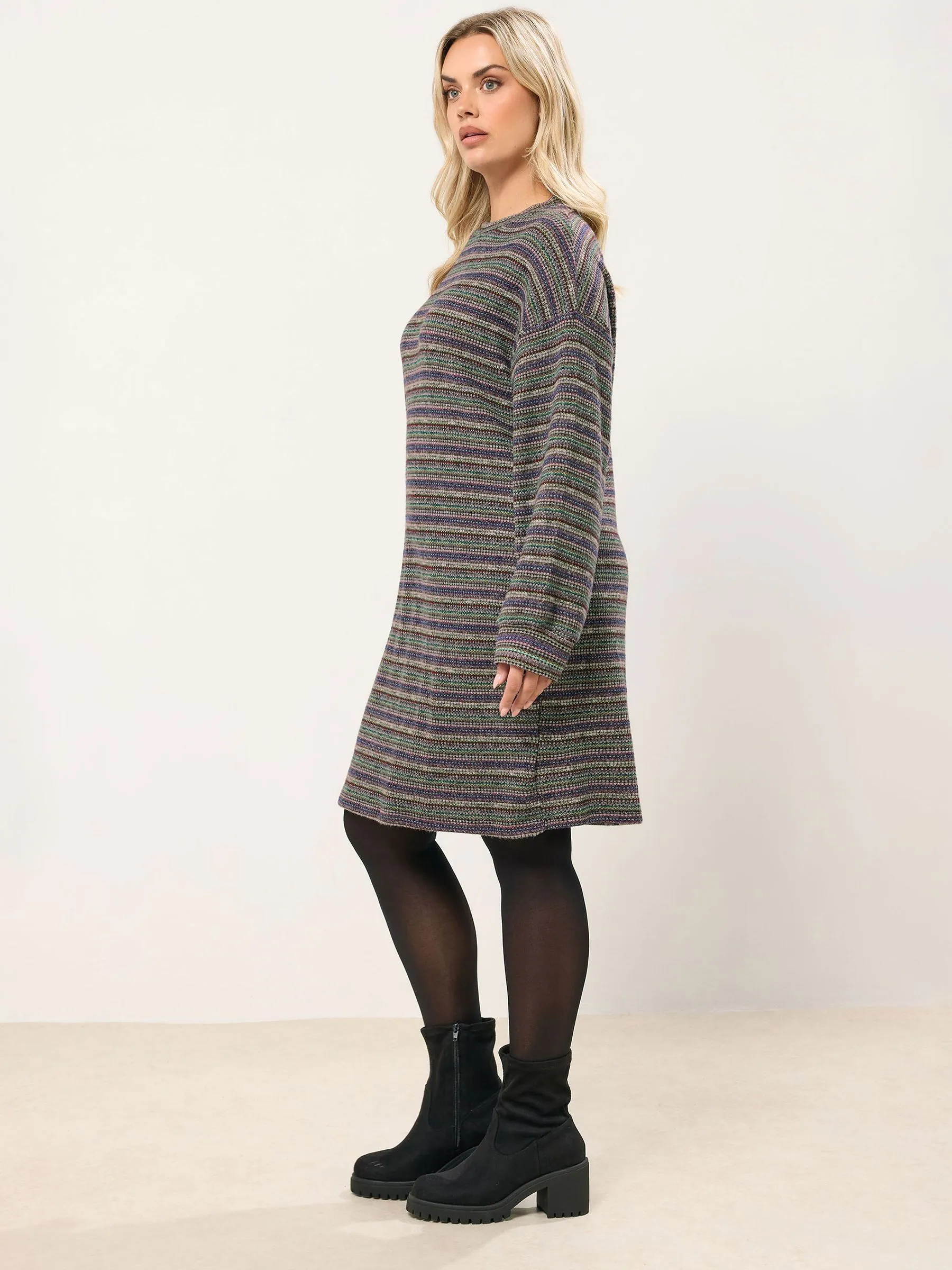 Yours Curve Grey Textured Jumper Dress