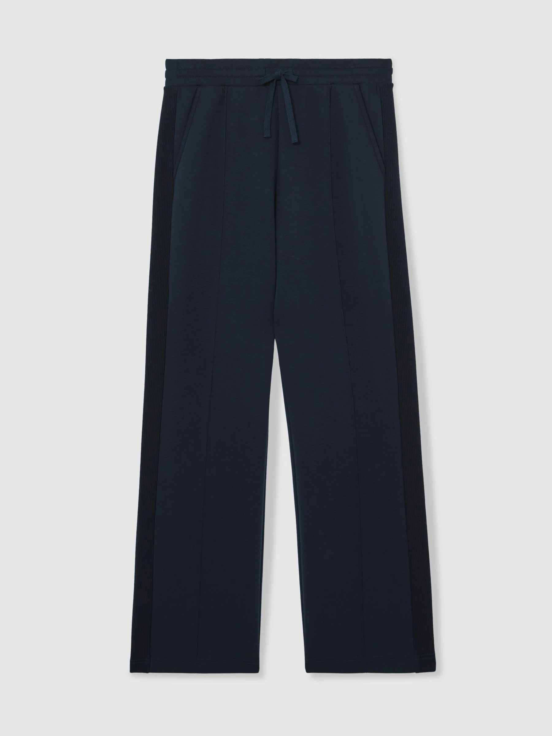 Reiss Navy Bella Petite Premium Interlock Wide-Leg Joggers