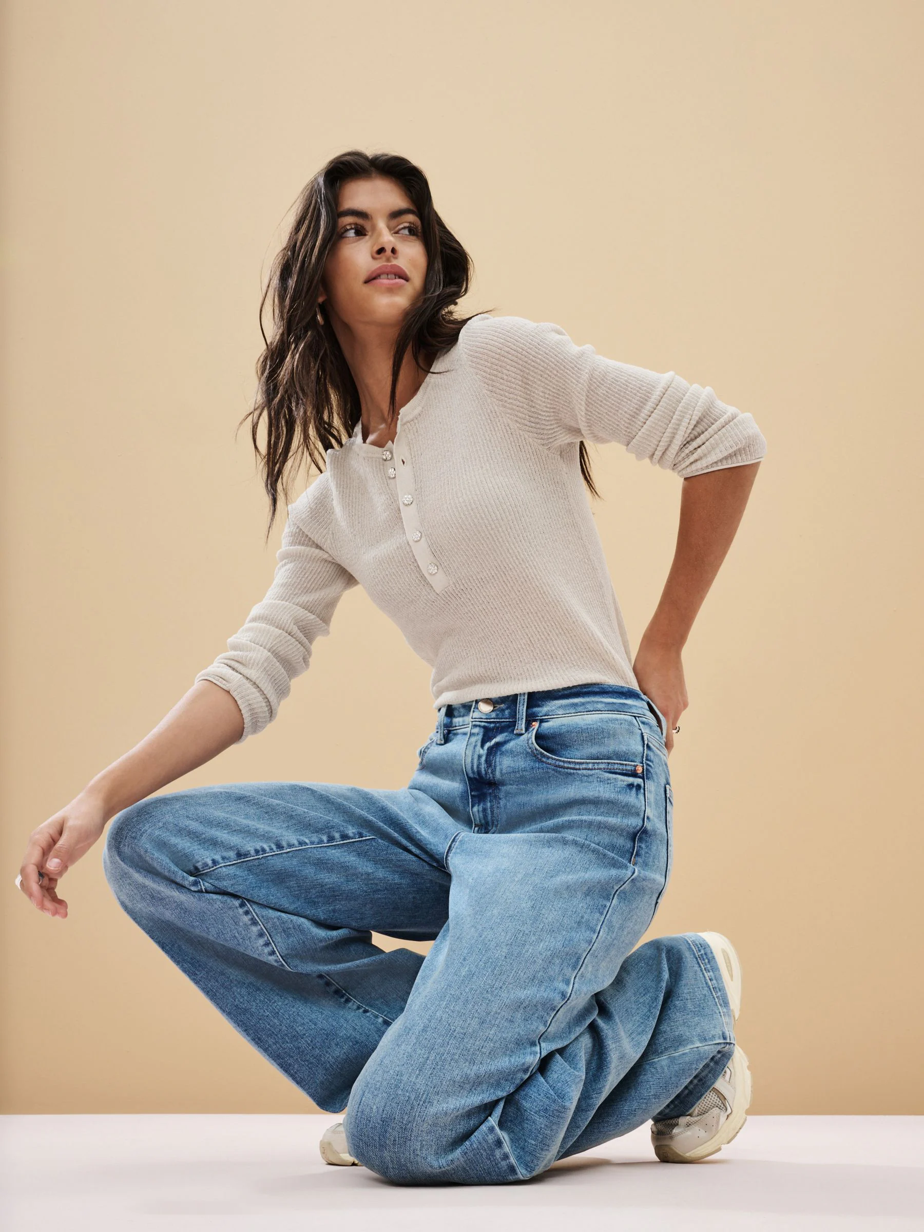 Mid Blue Wide Leg Jeans