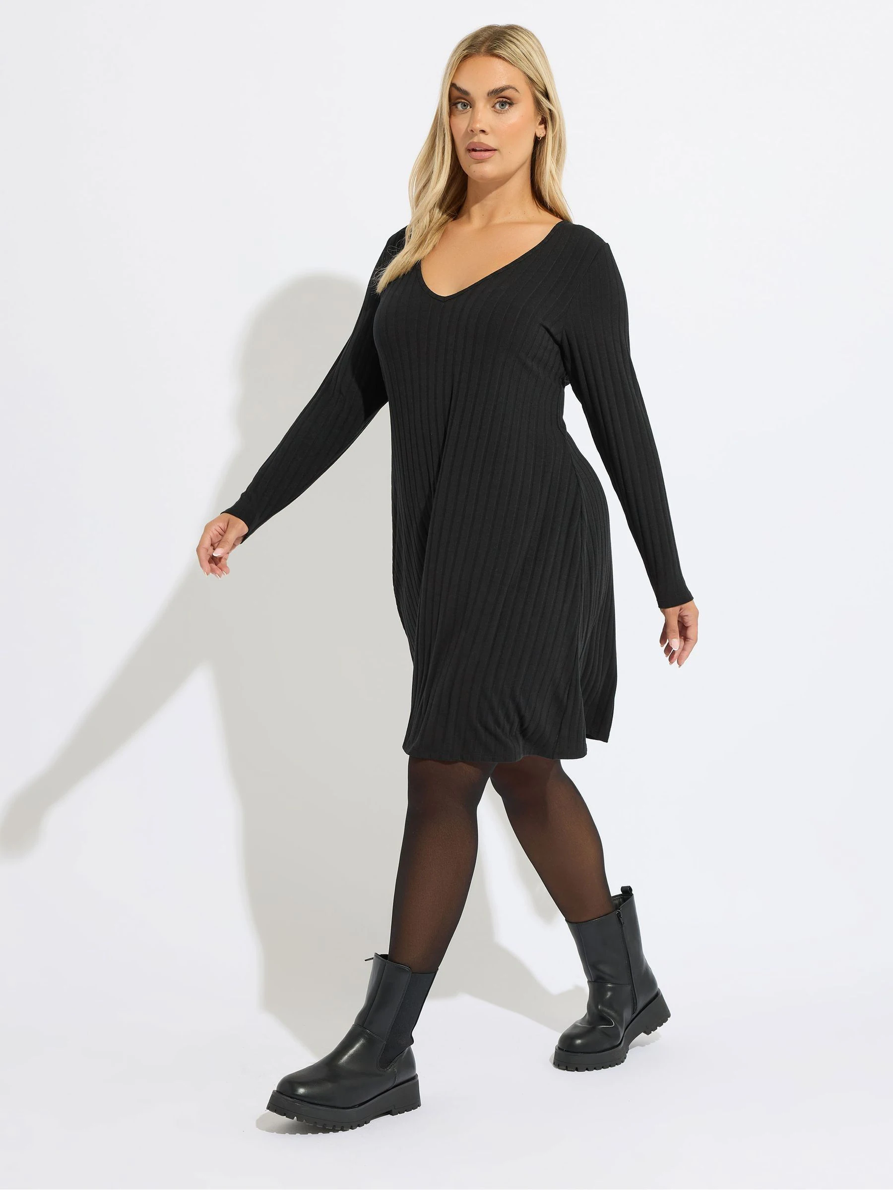 Yours Curve Black Short Flare Dress