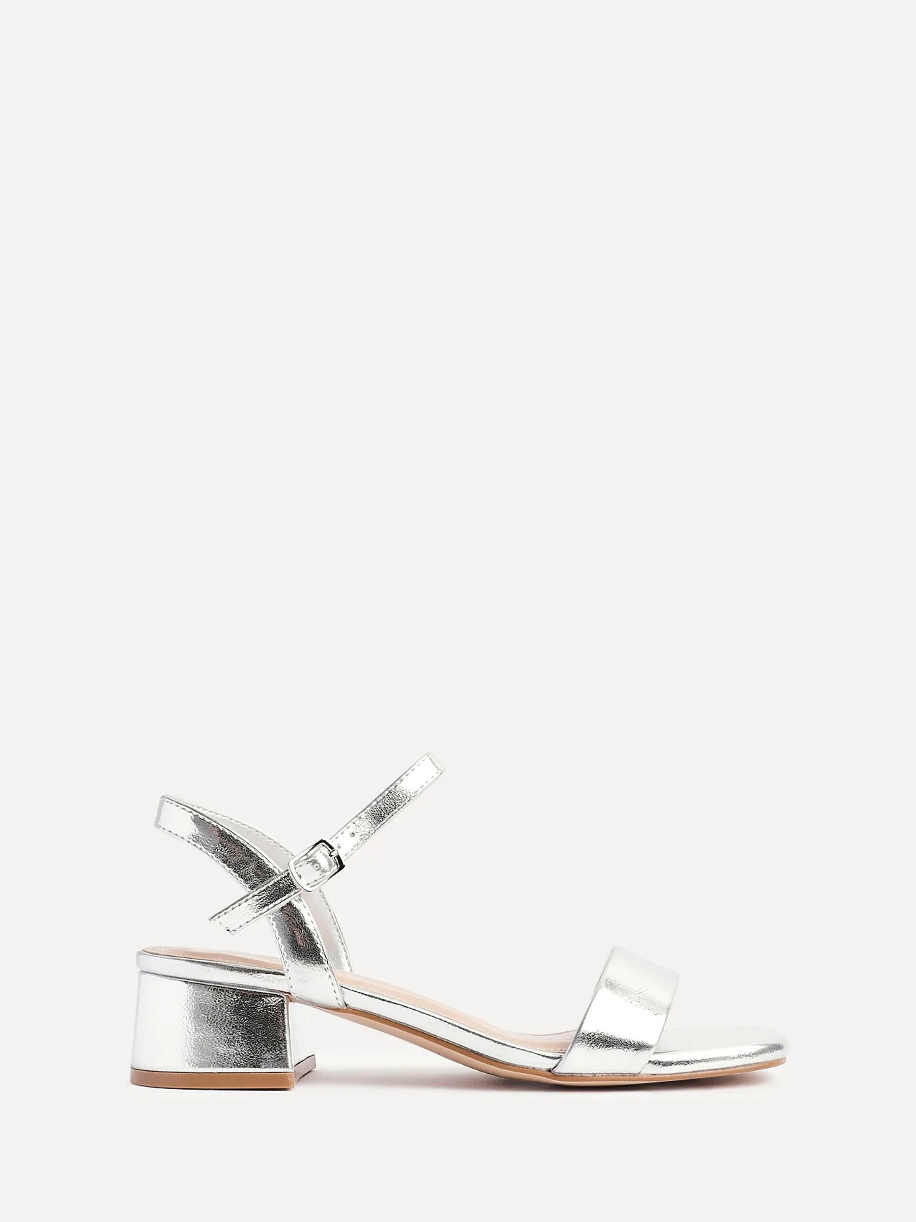 Linzi Silver Tillie Barely There Low Block Heel Sandals