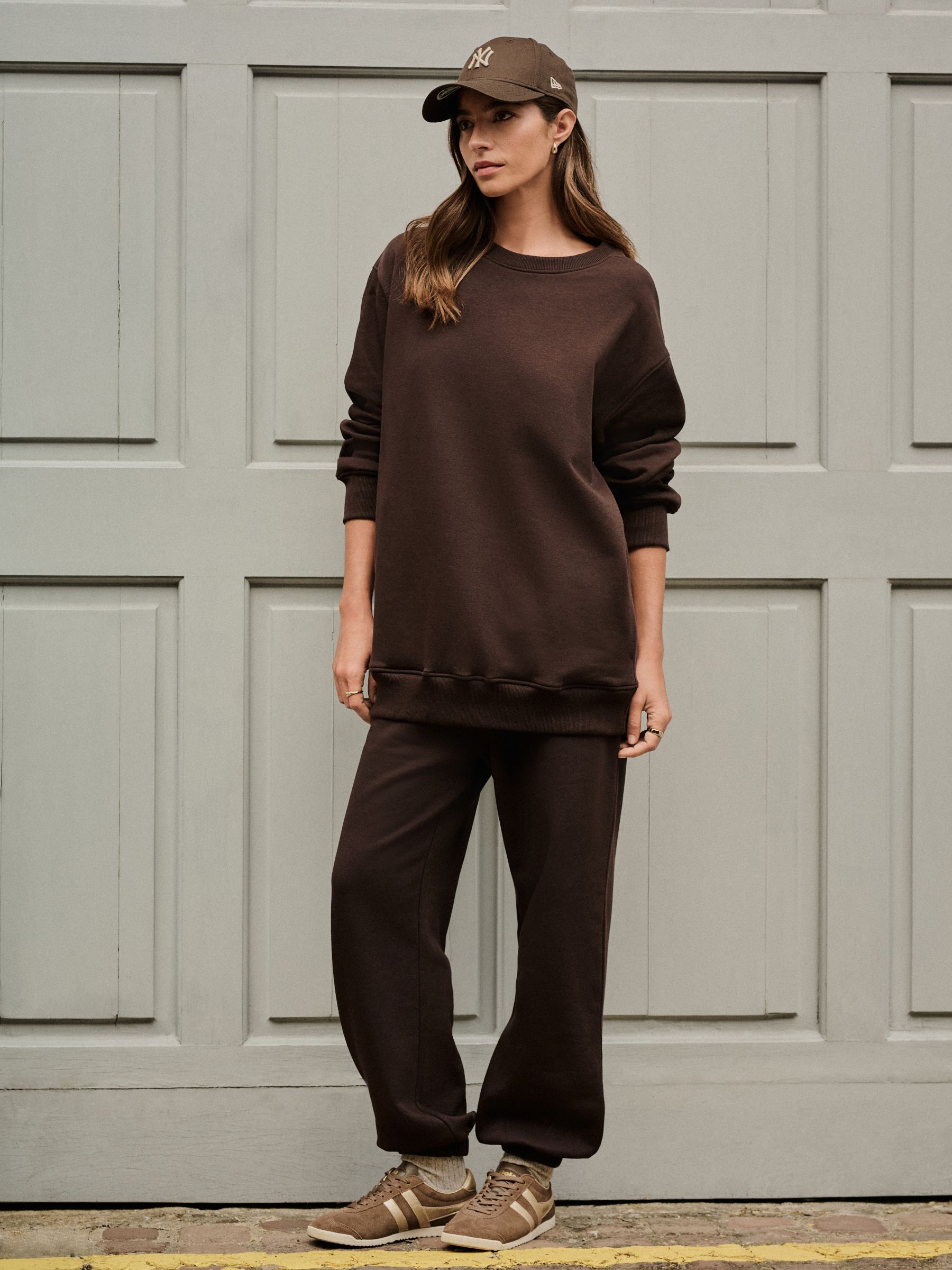Chocolate Brown Relaxed Fit Essentials Longline Sweatshirt with Pockets