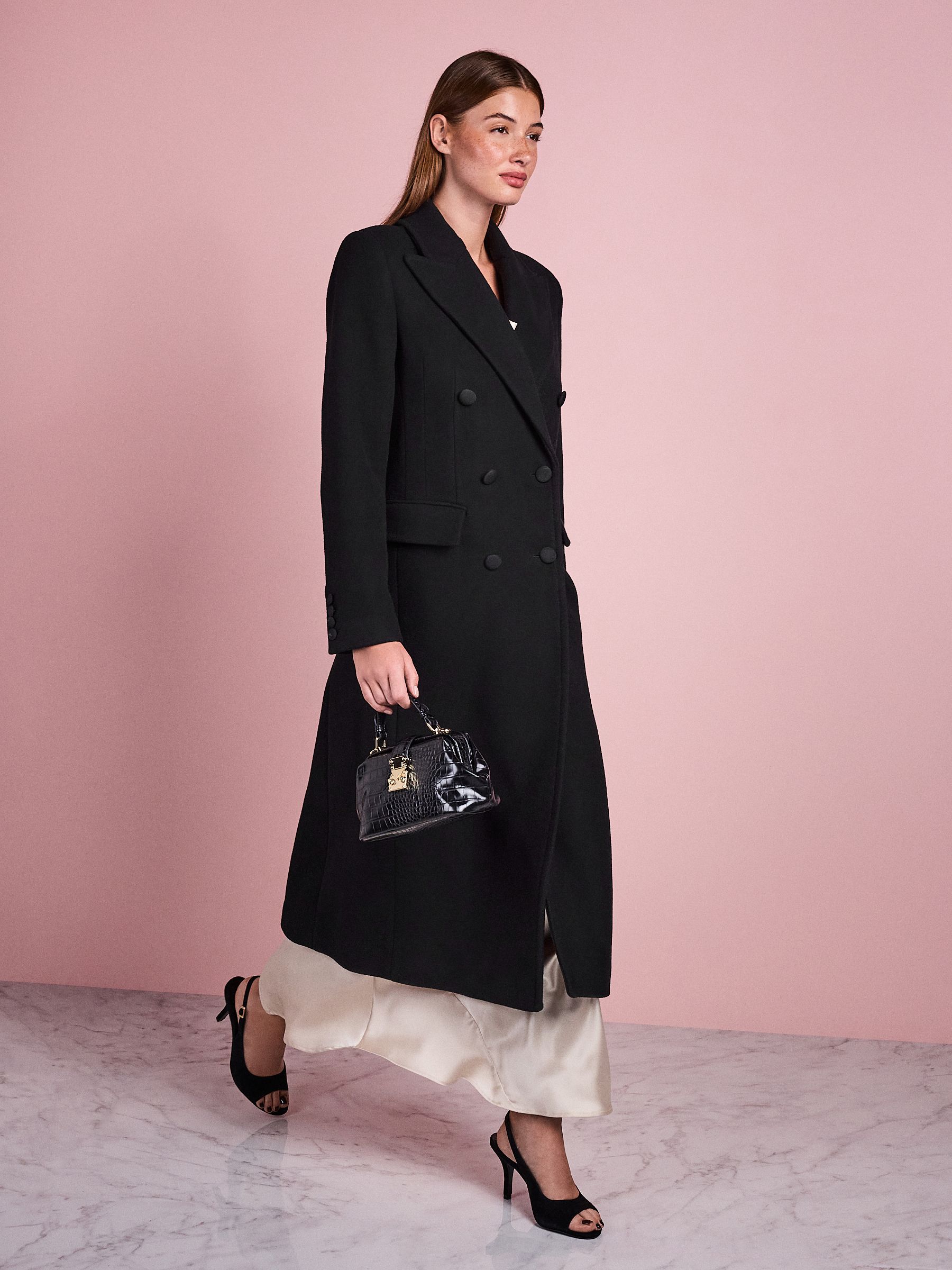 Black Tabitha Simmons X Next Premium Double Breasted Coat