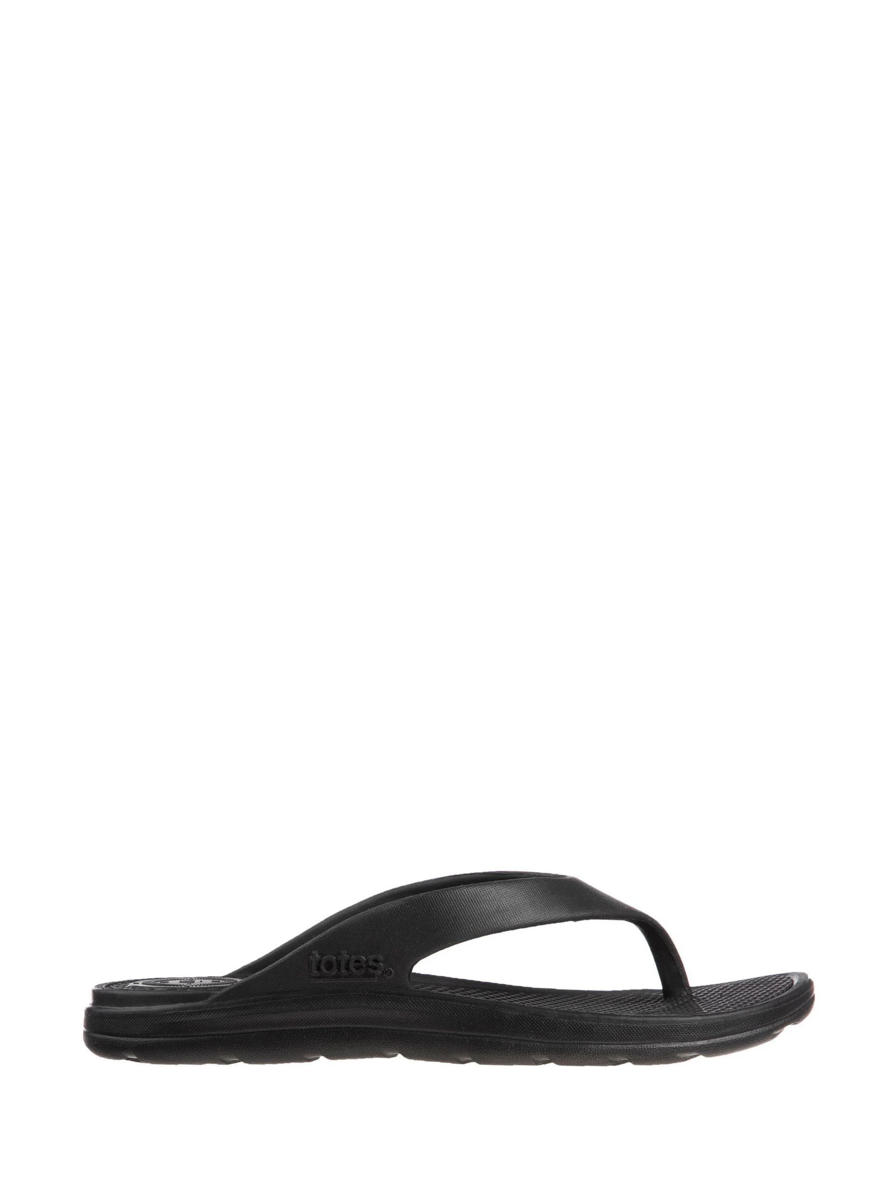Totes Black Ladies Solbounce Toe Post Flip Flops Sandals