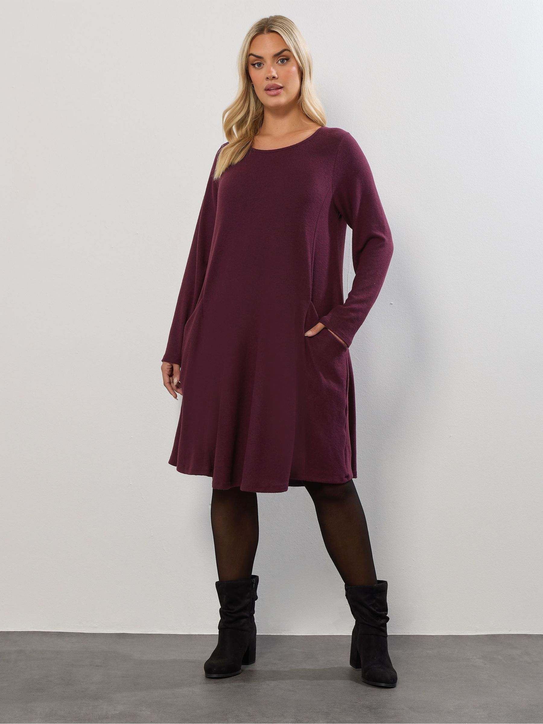 Yours Curve Purple Drape Pocket Dress