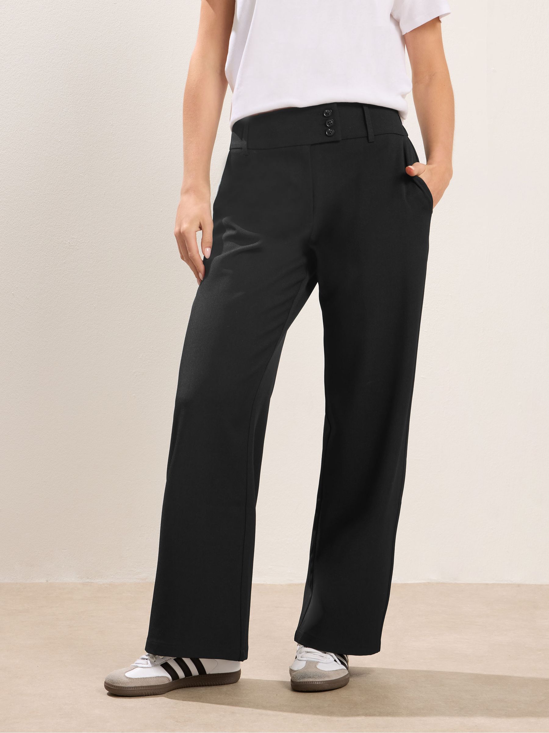 PixieGirl Petite Black 3 Button Wide Leg Trousers