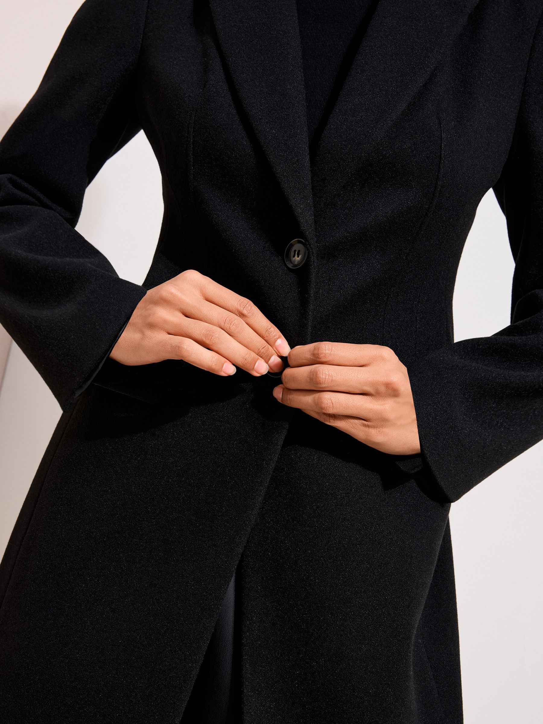 Friends Like These Black Tailored Mid Length Single Breasted Coat