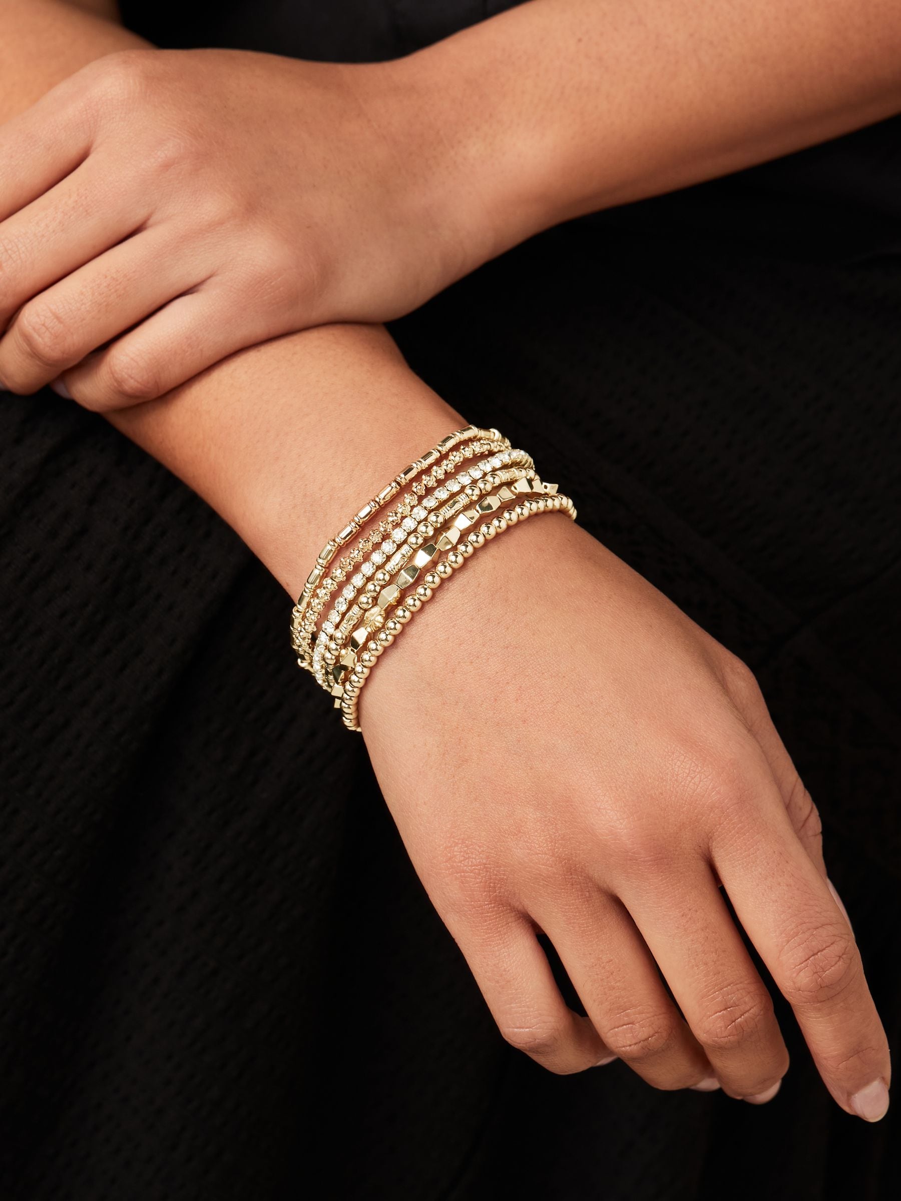 Gold Tone Sparkle Stretch Bracelets Pack