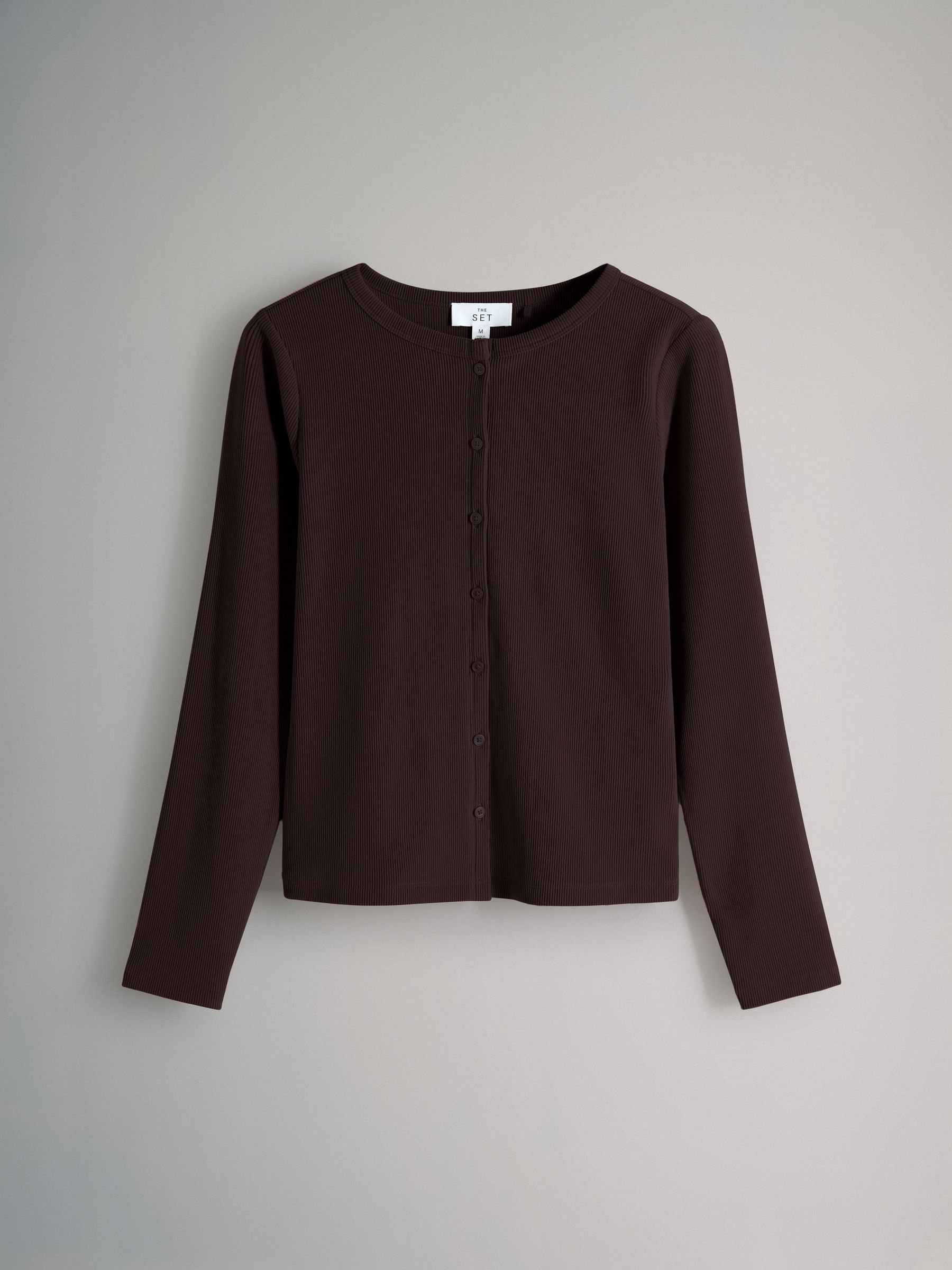 The Set 2 Pack Soft Touch Ribbed Long Sleeve Cardigan Chocolate Brown/Navy