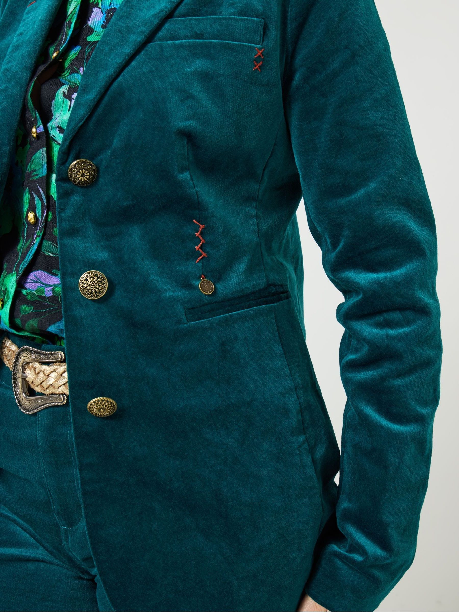 Joe Browns Blue Stitch Detail Velvet Jacket