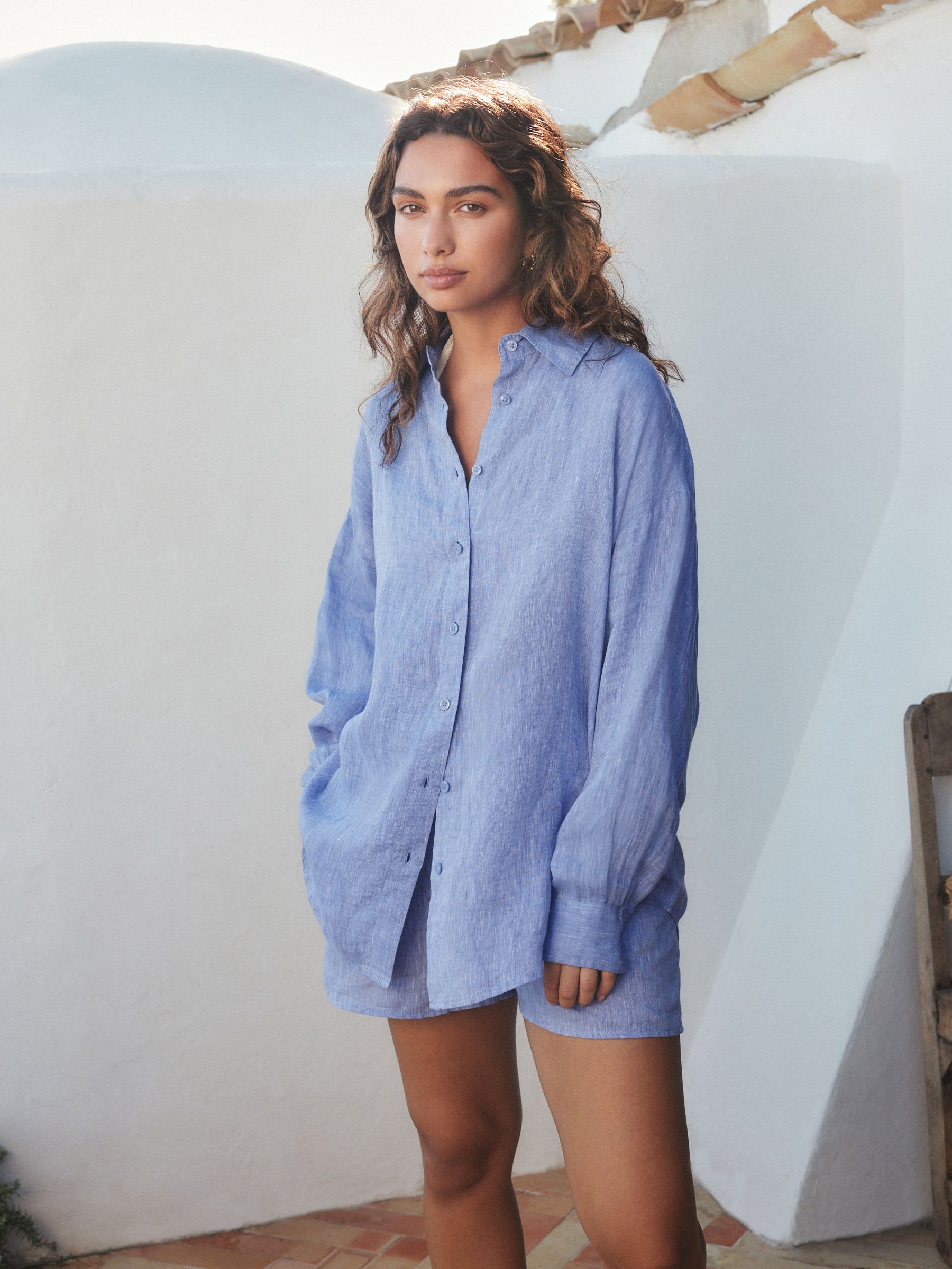 Blue N. Premium 100% Linen Shorts