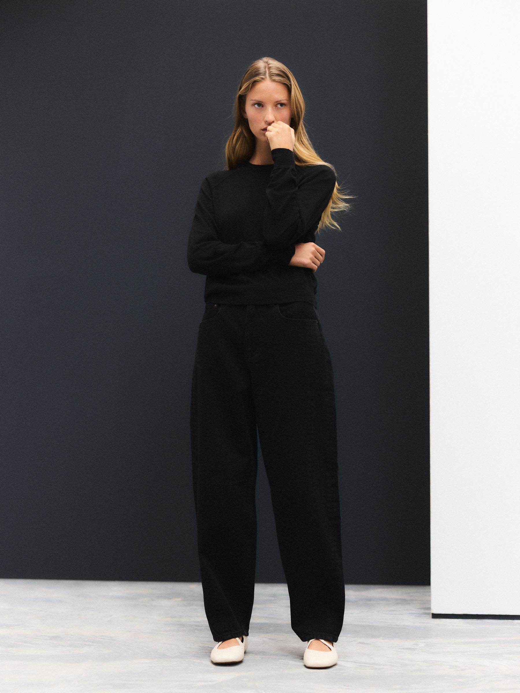 Black Soft Touch Crew Neck Cotton Rich Jumper