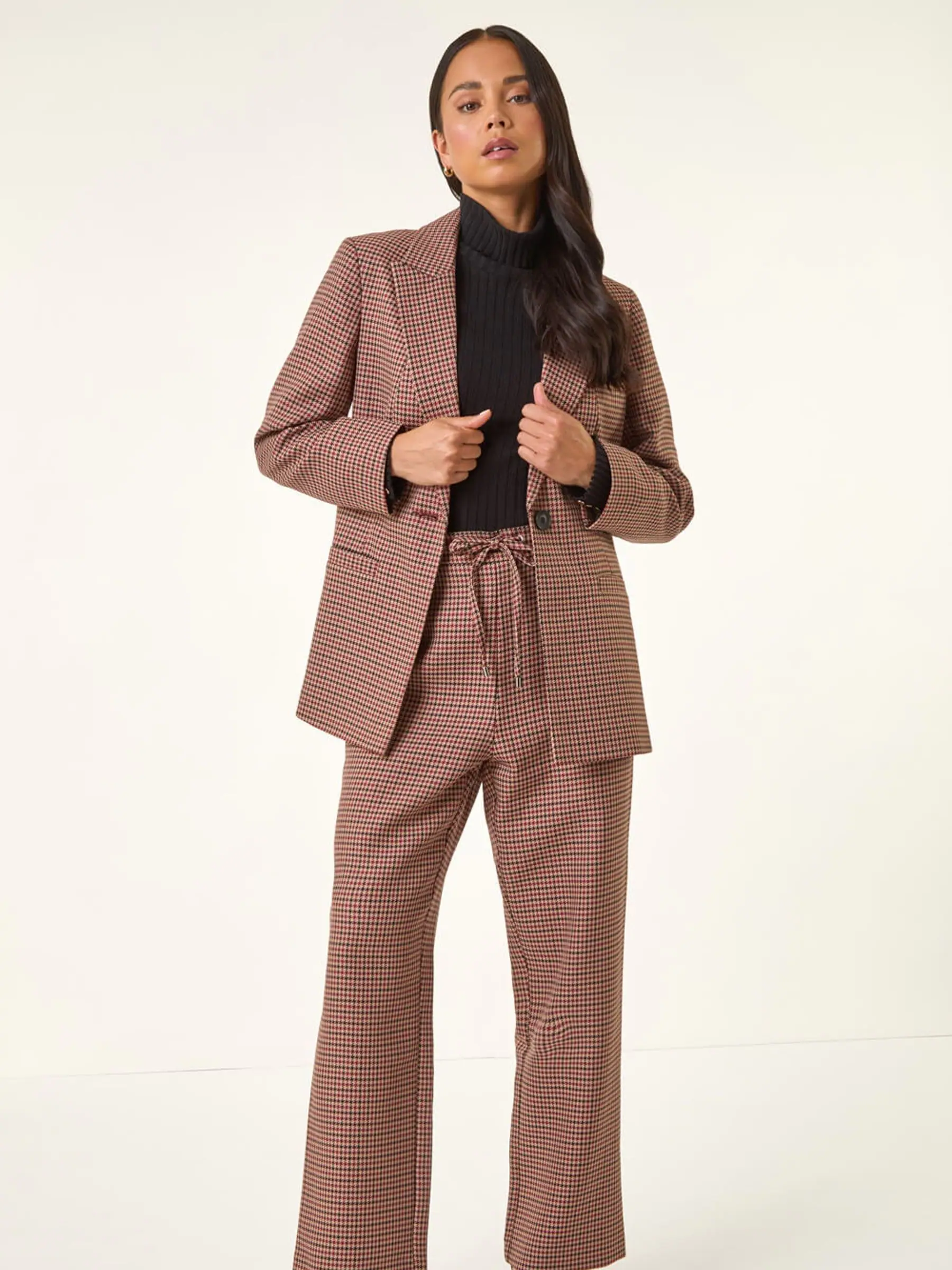 Roman Natural Petite Houndstooth Blazer