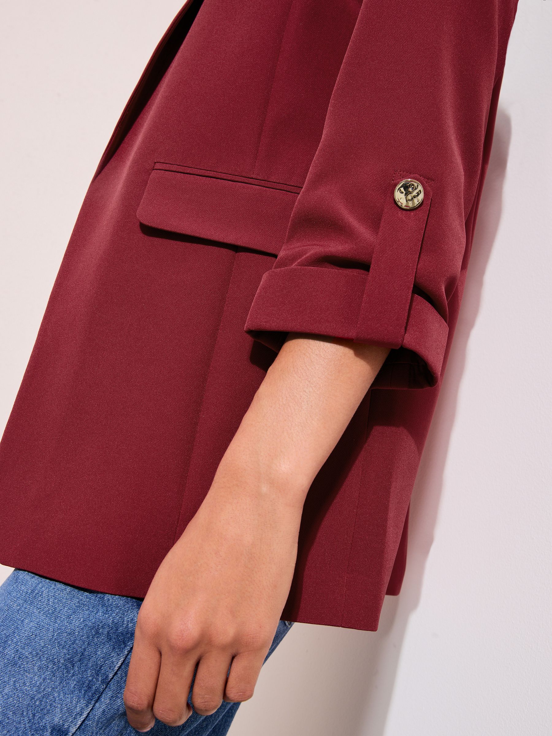 Friends Like These Raspberry Red Edge to Edge Tailored Sleeve Detail Blazer