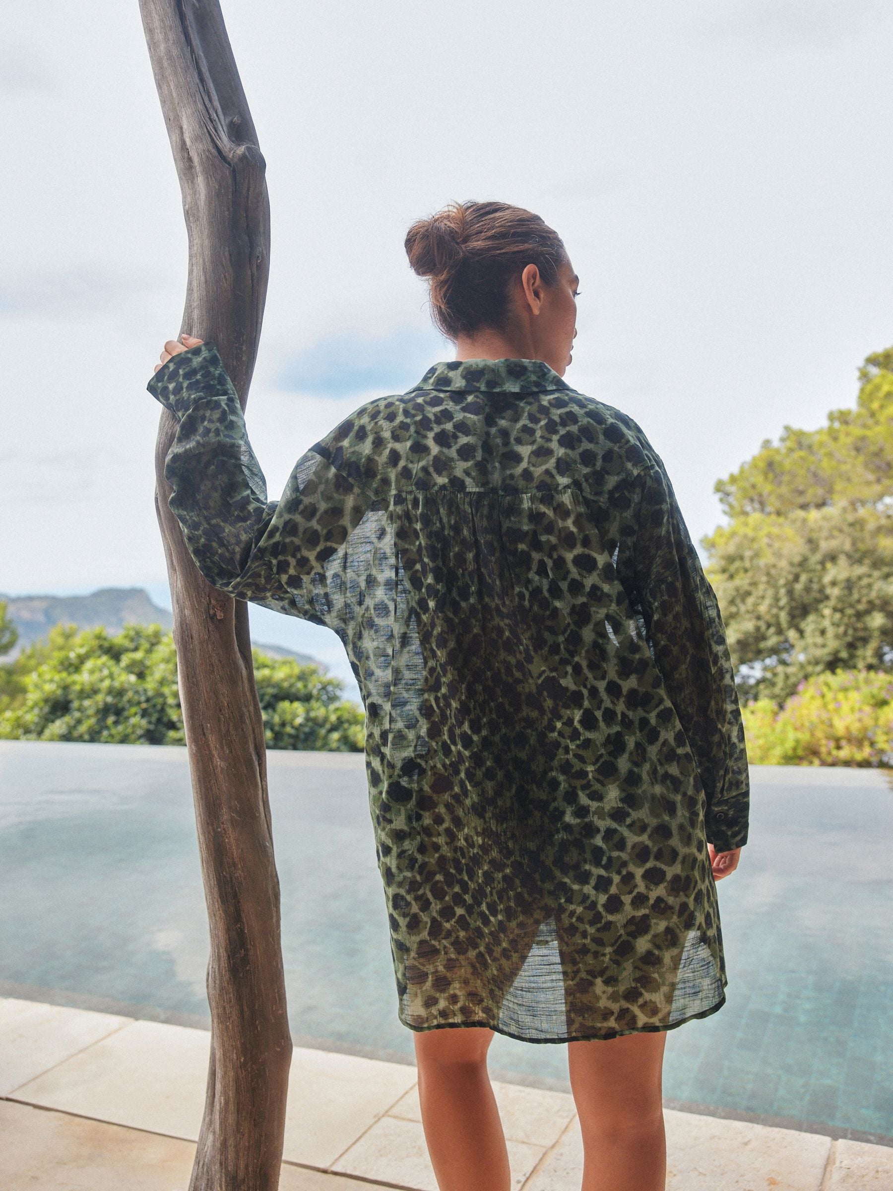 Green/Black Beach Cover-Up Shirt