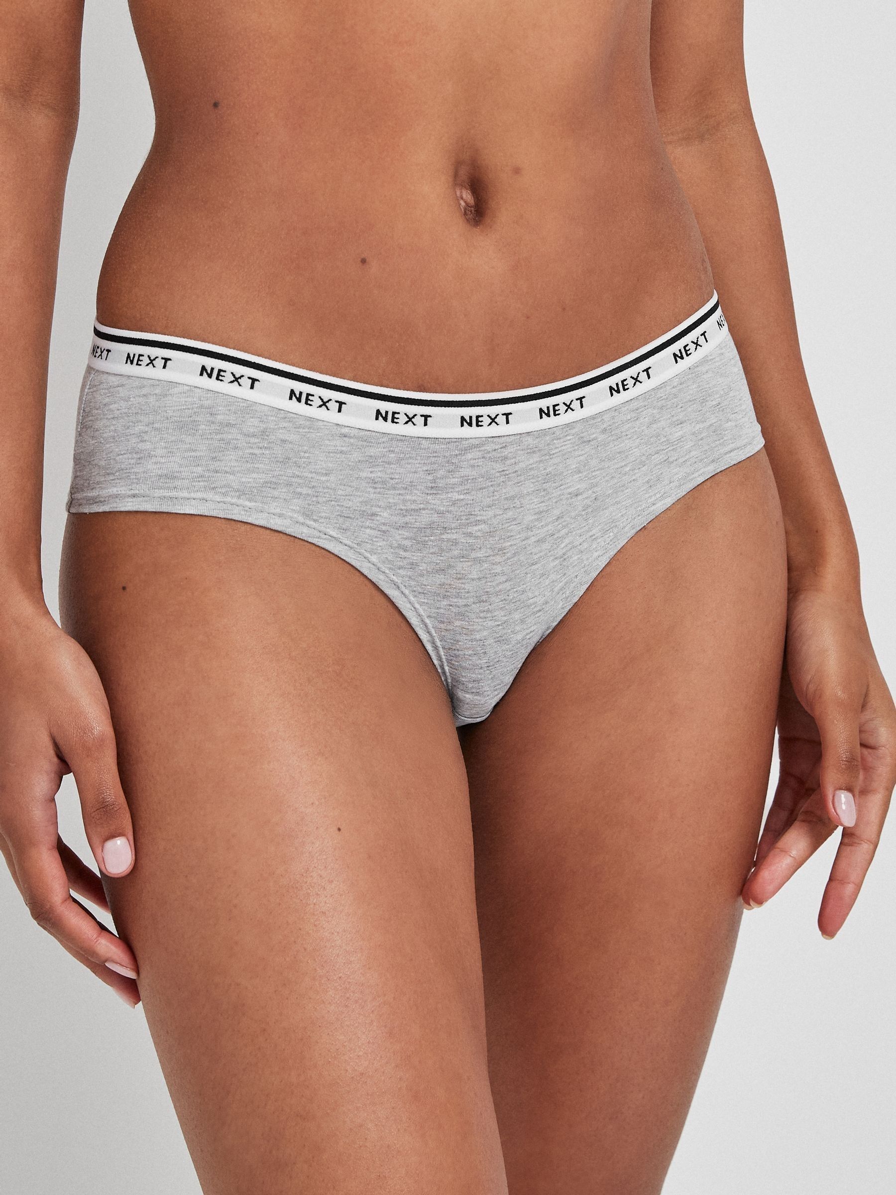 Black/White Short Cotton Logo Knickers 7 Pack