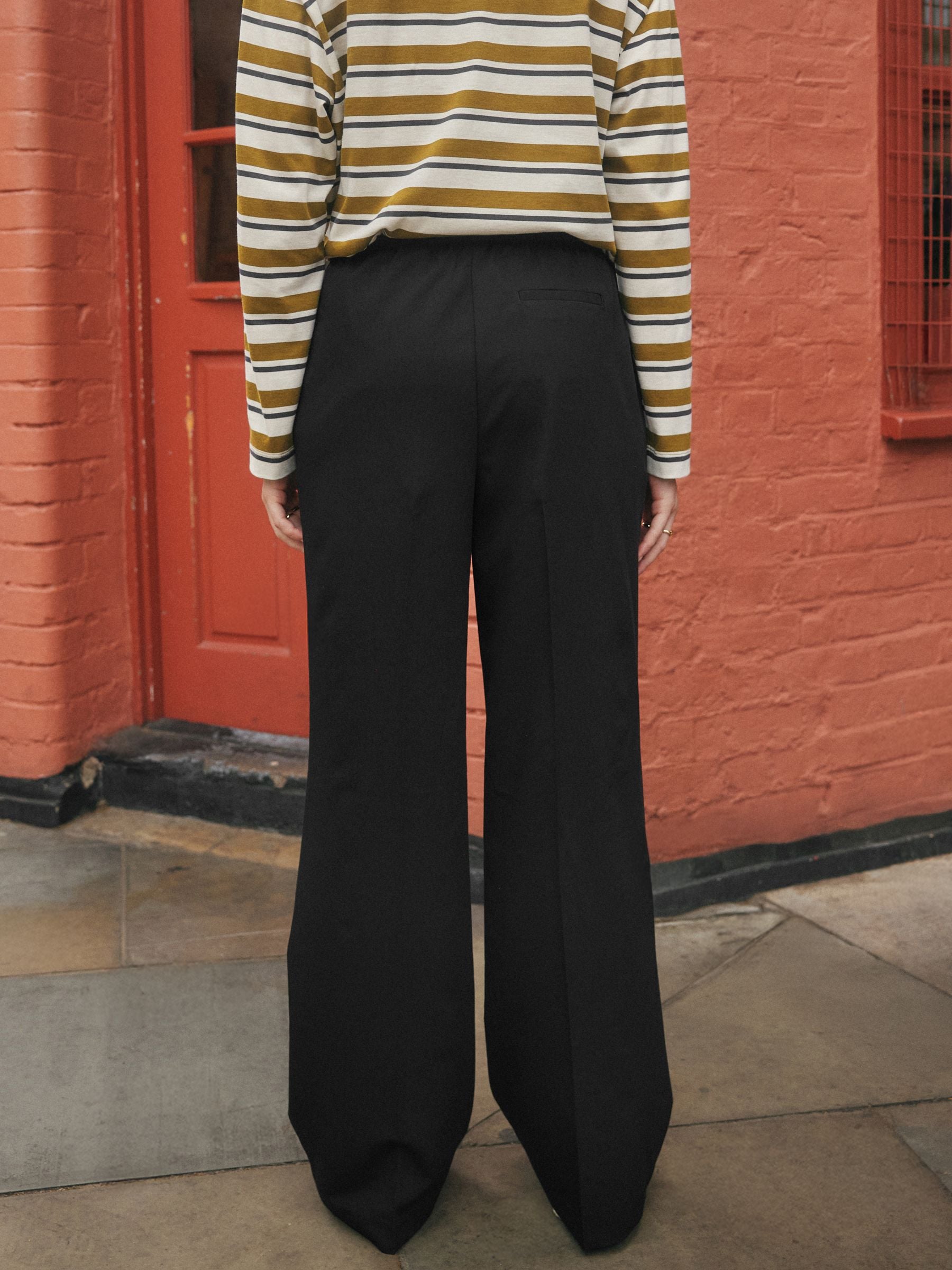Black Tie Waist Wide Leg Trousers