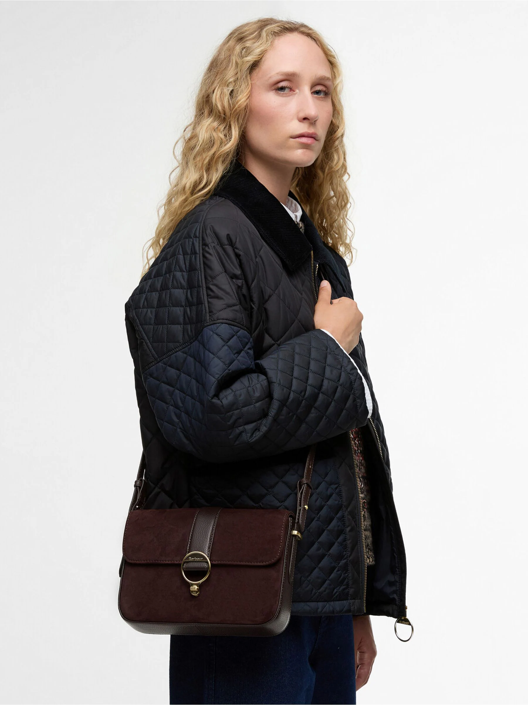 Barbour® Chocolate Brown Rosa Suede & Leather Cross-Body Bag