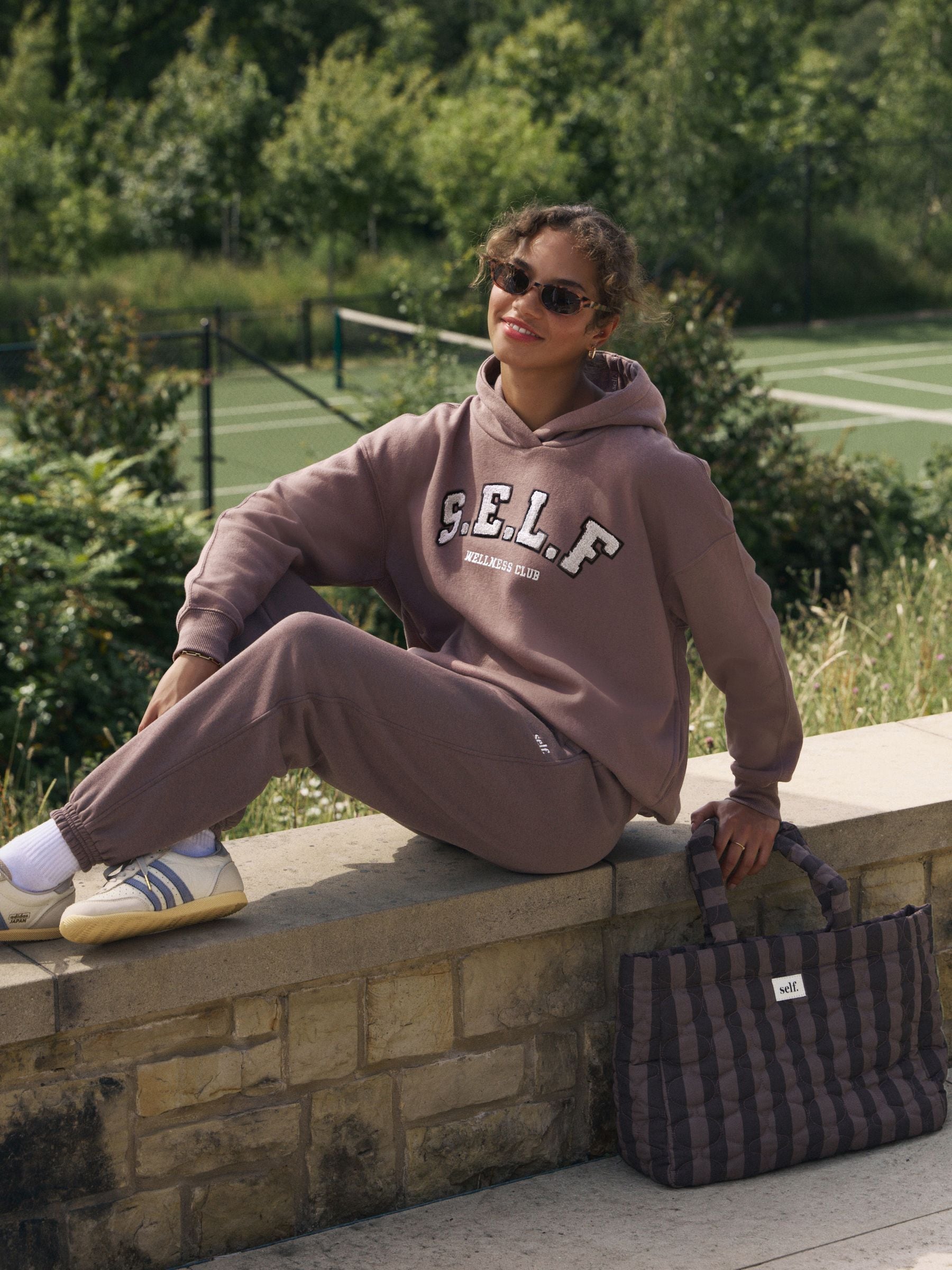 self. Brown Cuffed Joggers