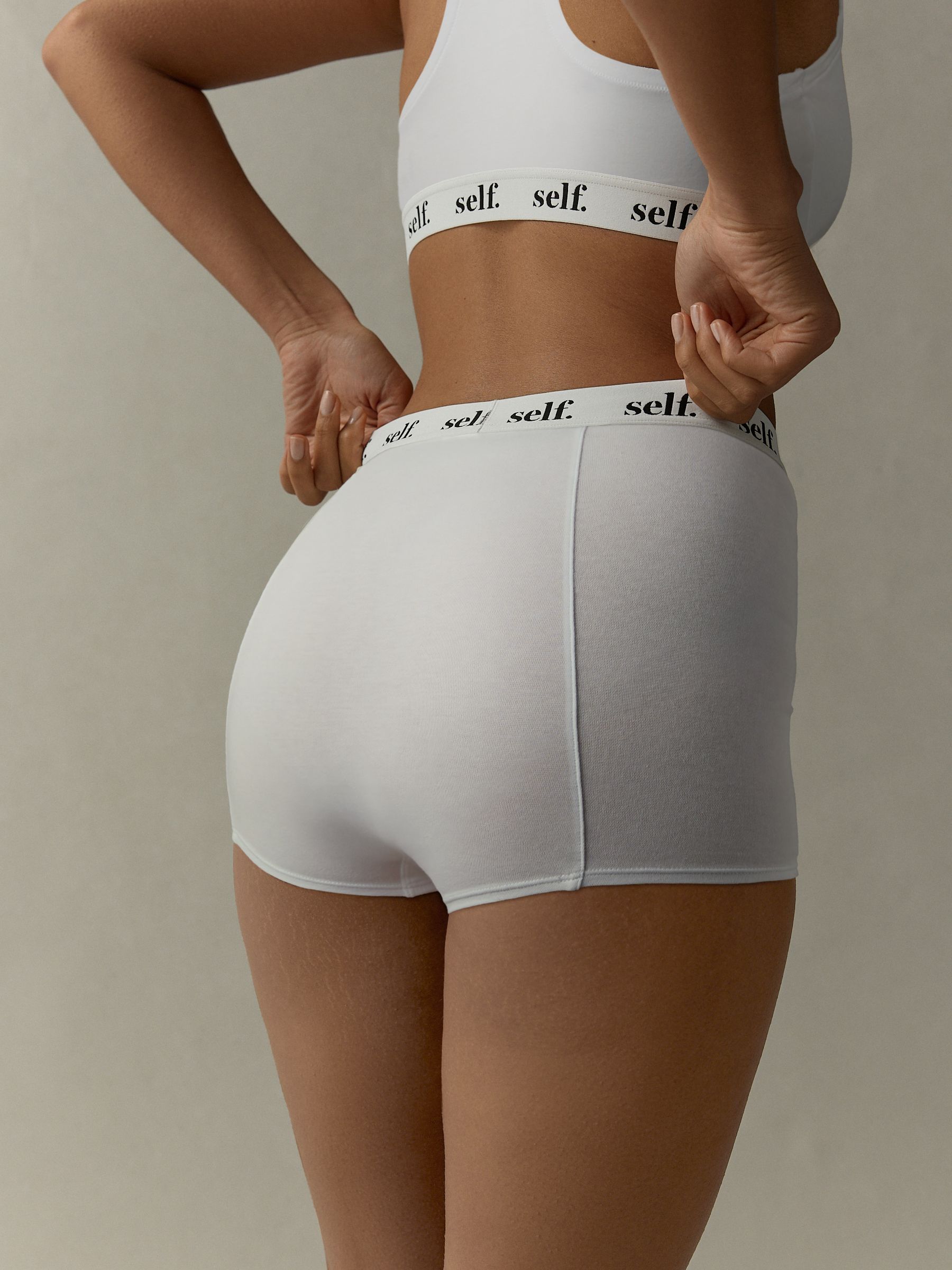 self. White Short Logo Knickers